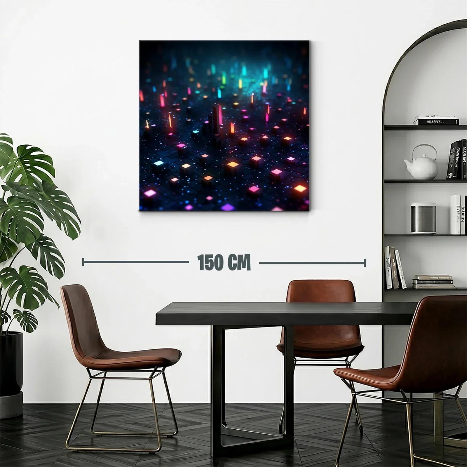 Cuadro abstracto luces de neón sobre fondo oscuro — miniatura 2