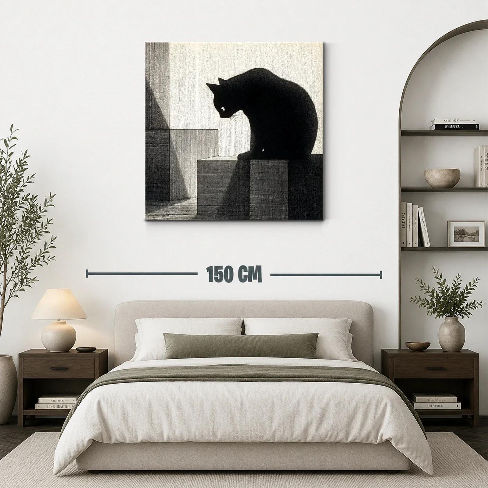 Silueta de gato oscuro sobre cubos geométricos — miniatura 3