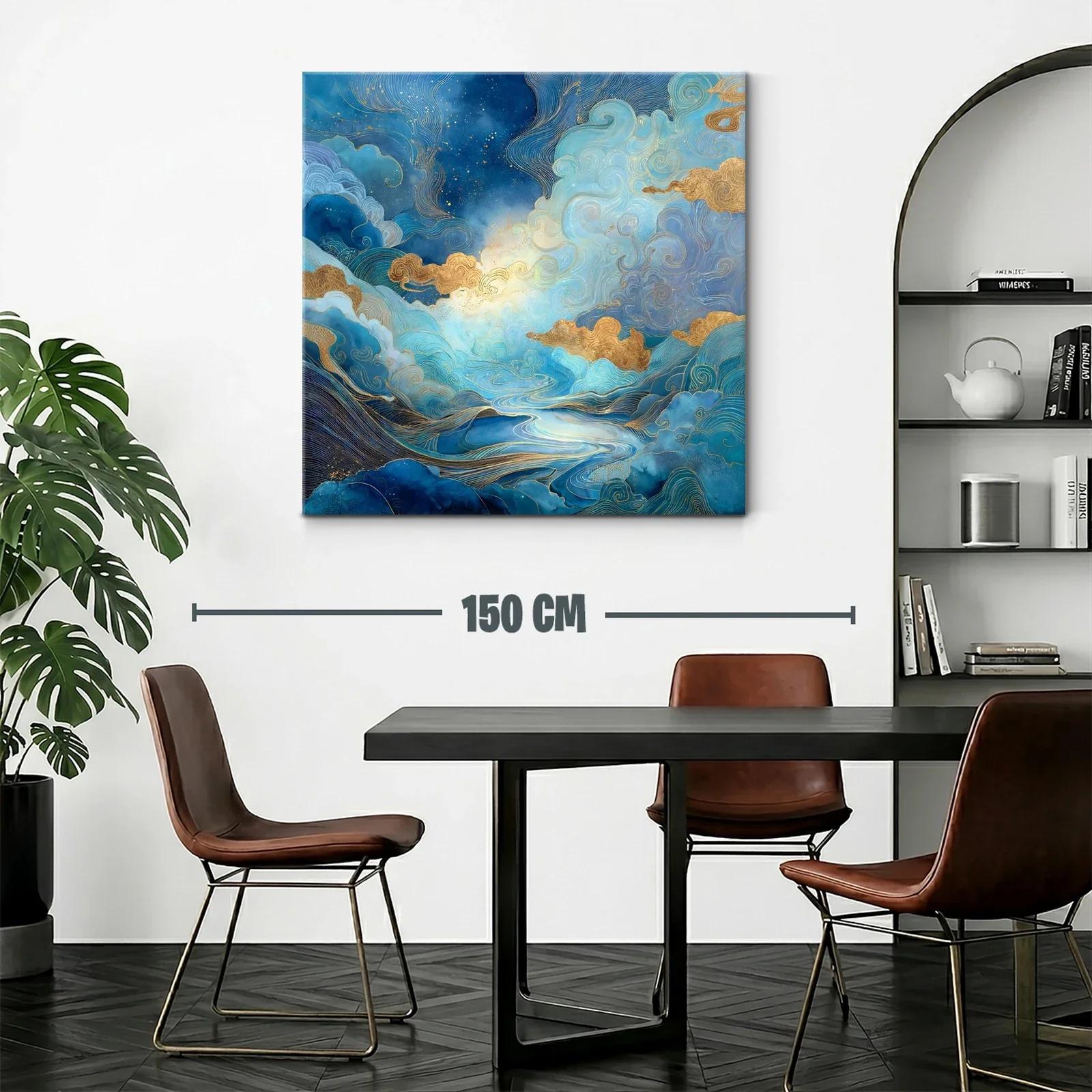 Paisaje onírico en tonos azules y dorados luminosos — miniatura 2
