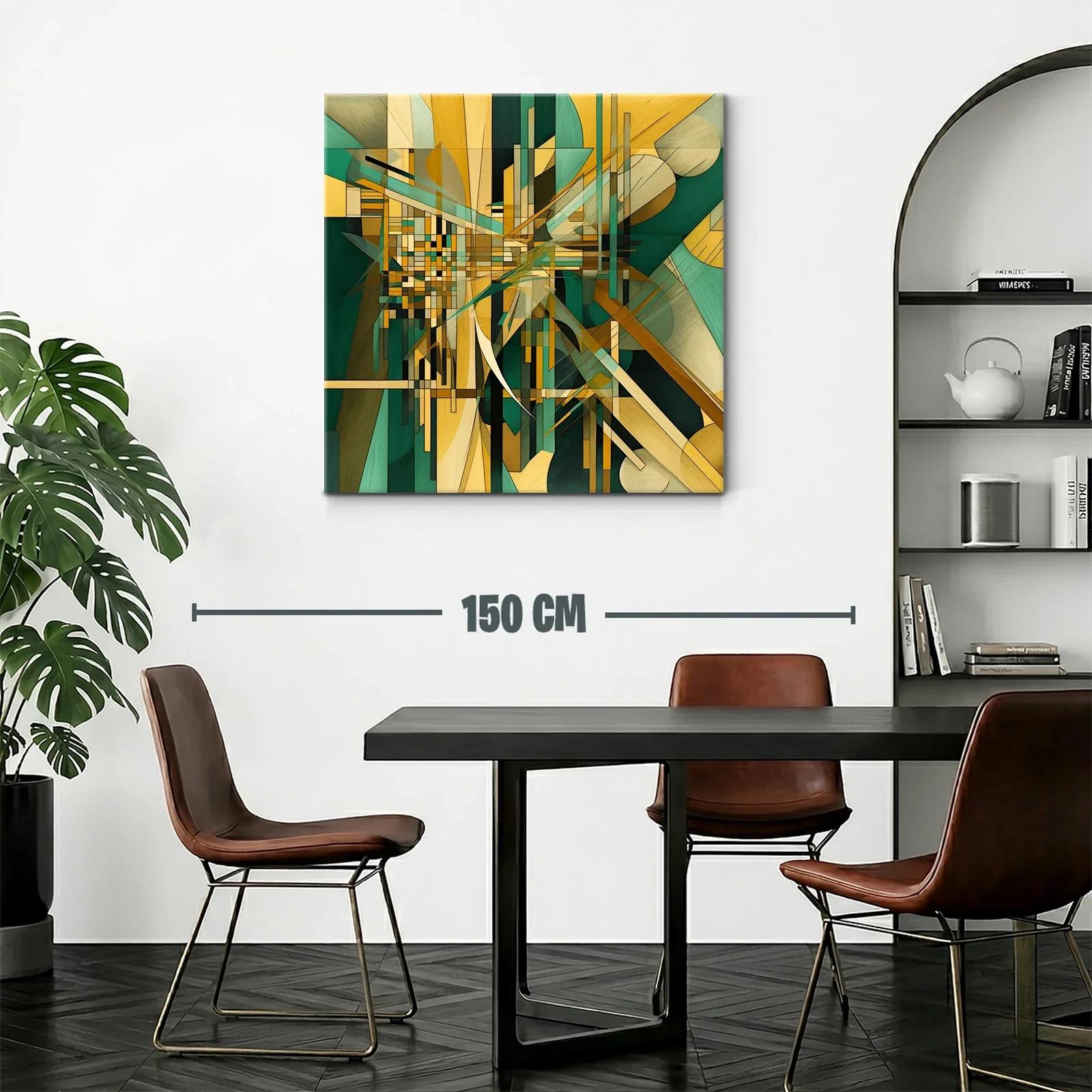 Composición abstracta en tonos verdes y dorados vibrantes — miniatura 2