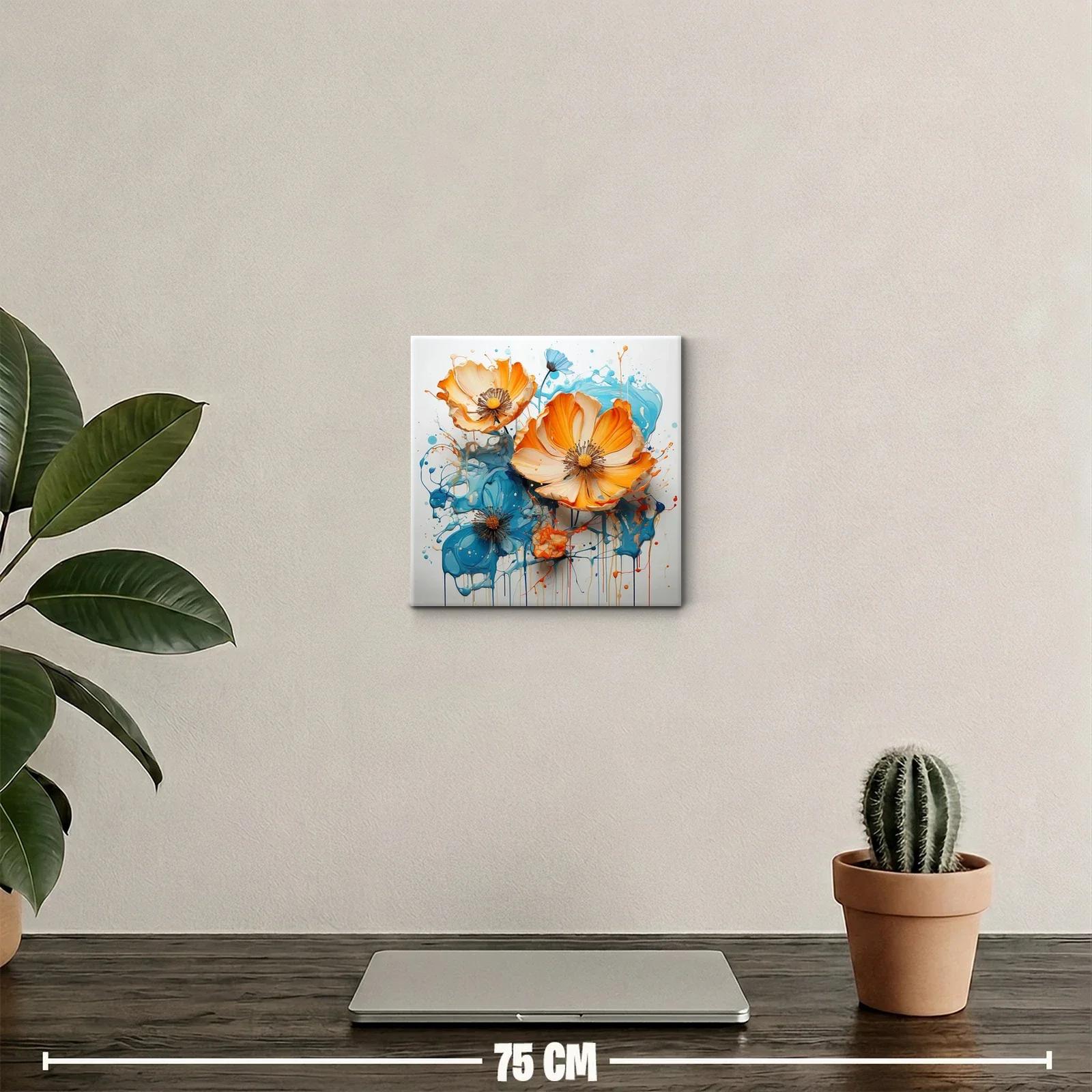 Flores vibrantes en tonos naranjas y azules dinámicos — miniatura 2