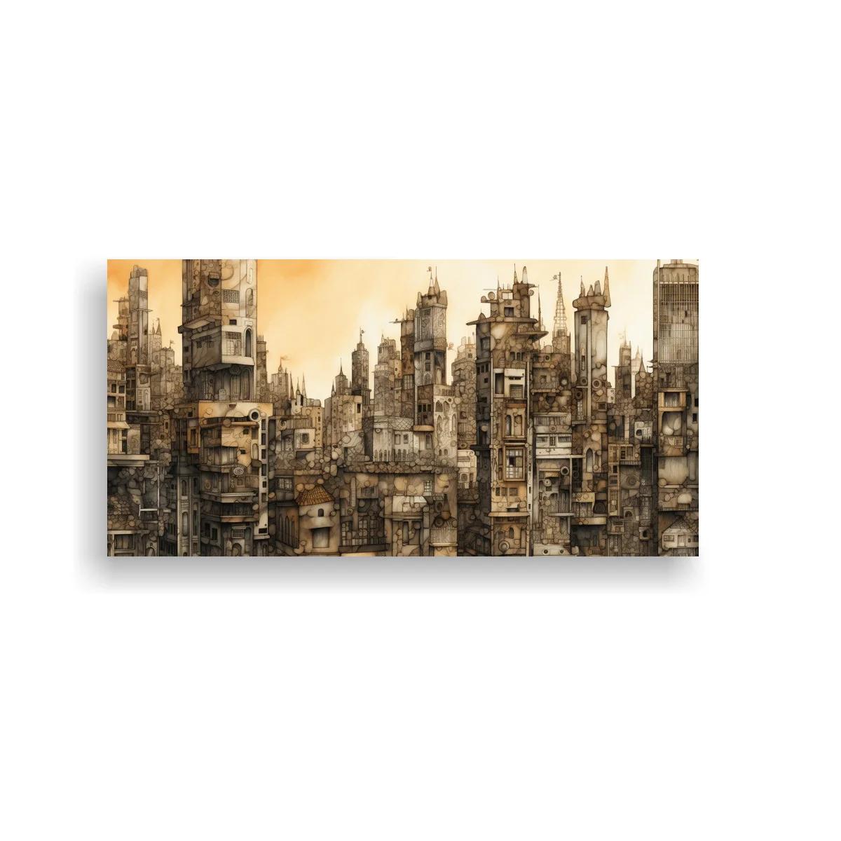 Cuadro ciudad industrial fantástica con tuberías — imagen principal