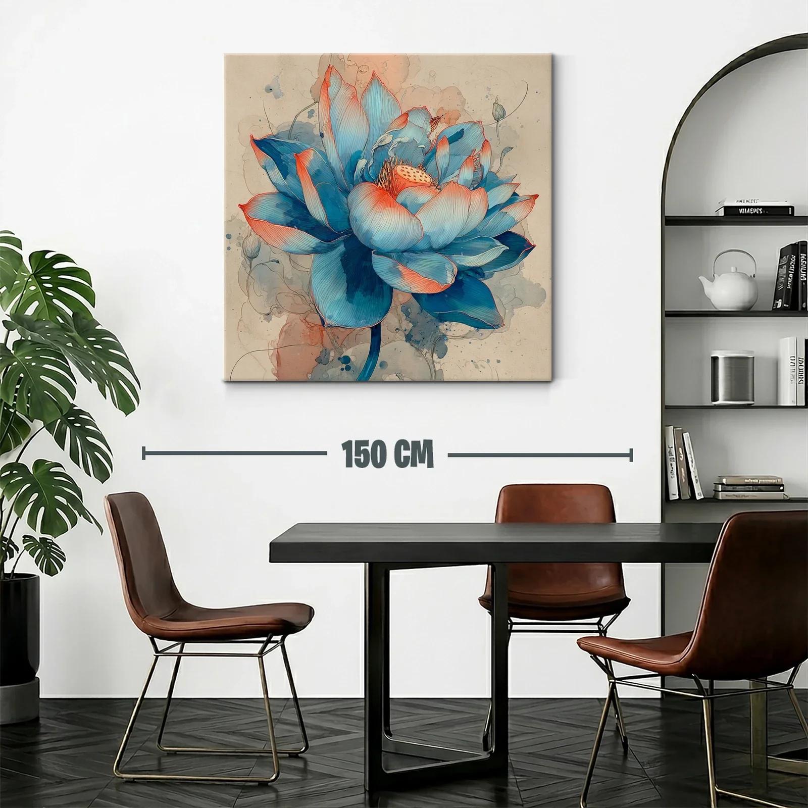 Flor Azul con Detalles Rojizos en Estilo Acuarela — miniatura 2