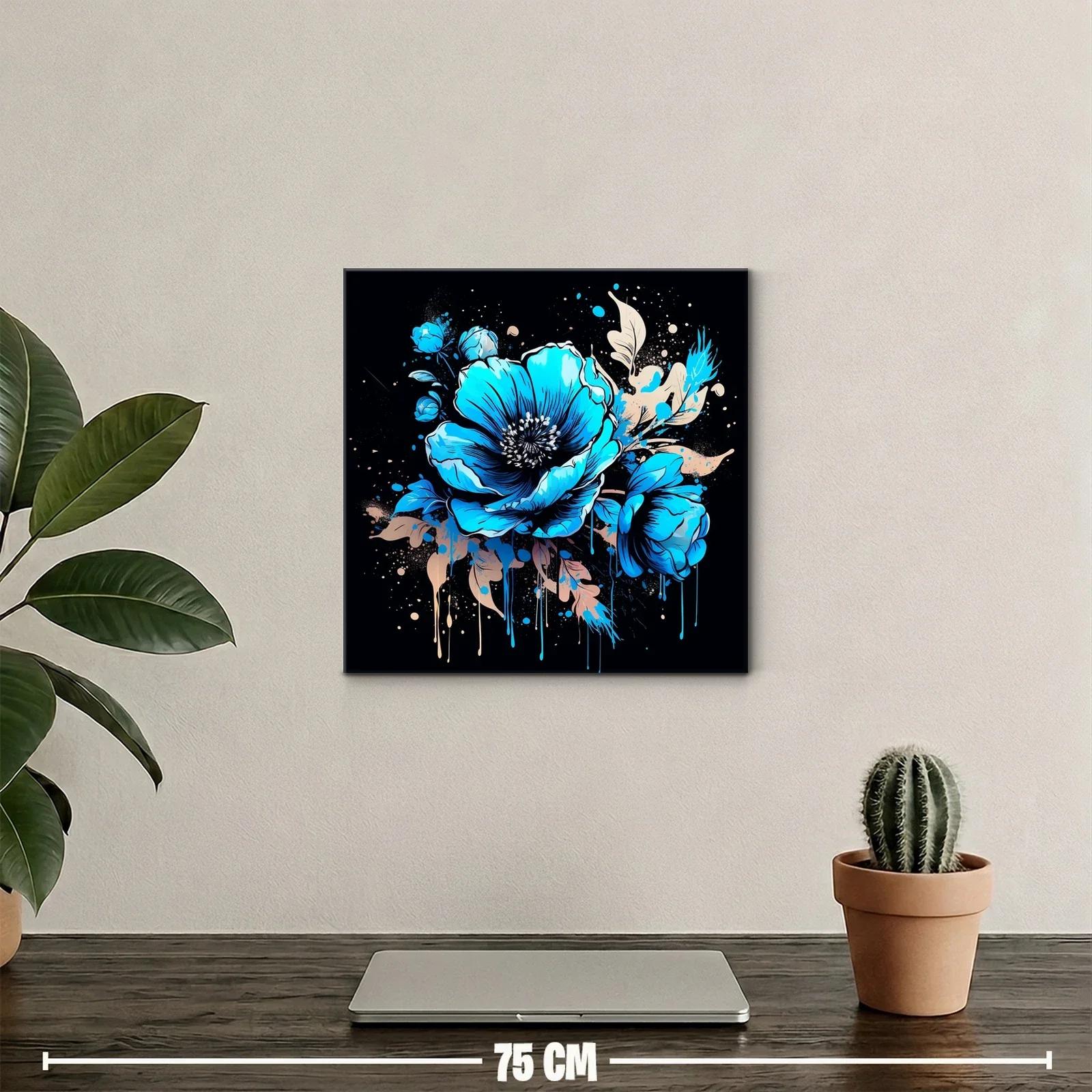 Flores vibrantes en tonos azules sobre fondo oscuro — miniatura 2