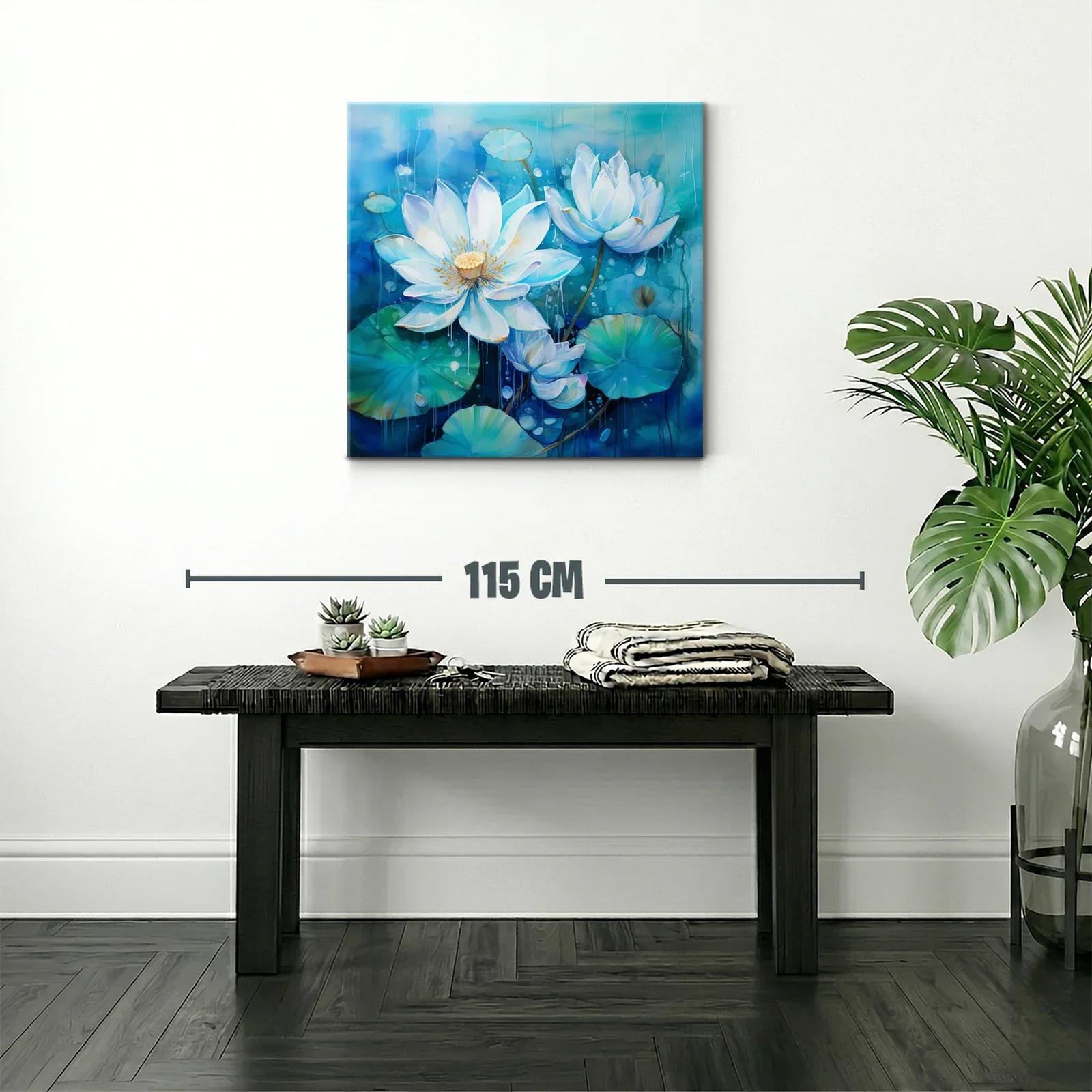 Elegancia de flores blancas sobre fondo azul profundo — miniatura 2