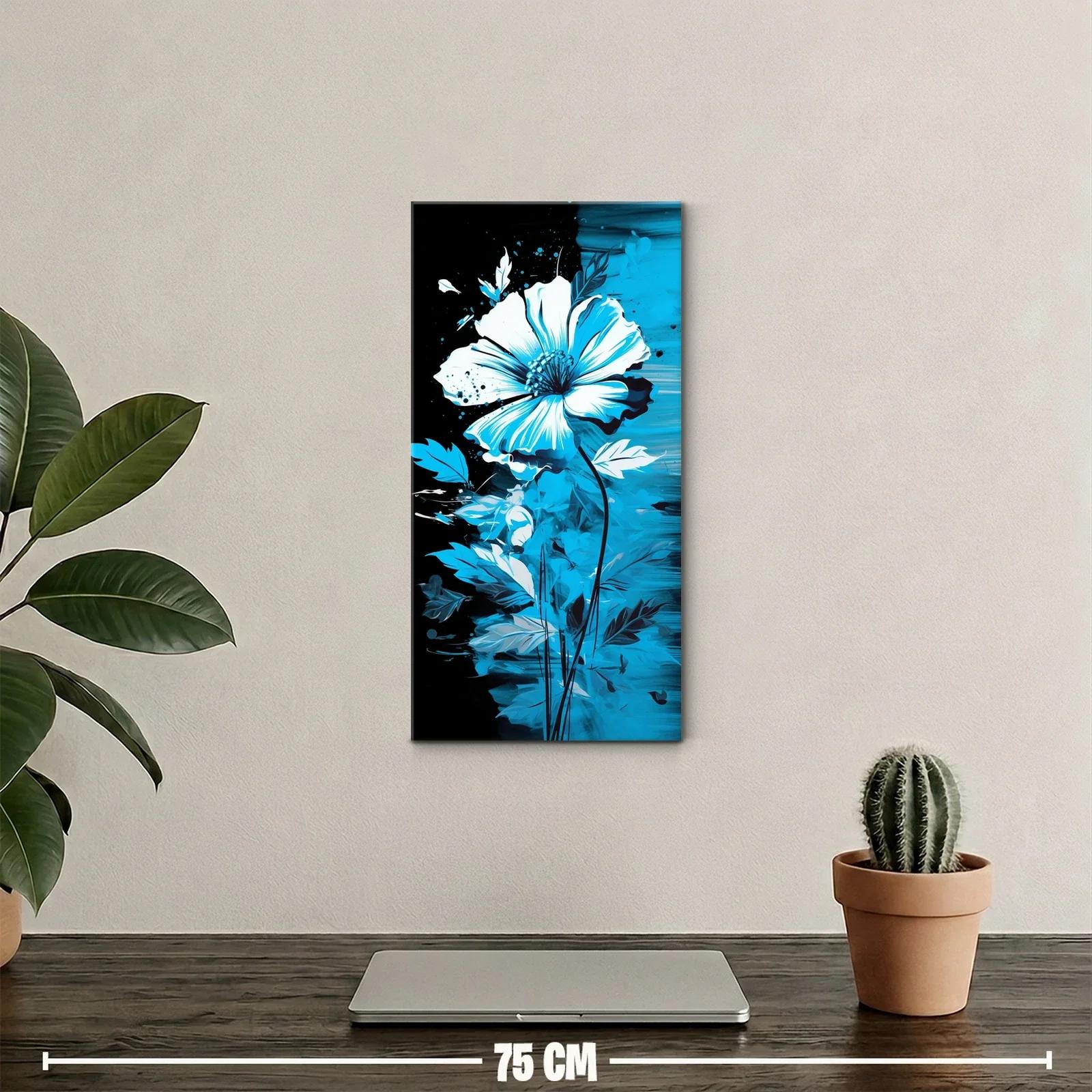 Cuadro flor azul tipo cosmos de alto contraste — miniatura 2