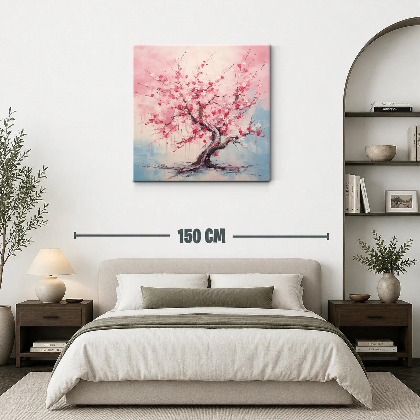 Cuadro árbol de flores rosas en tonos suaves y delicados — miniatura 3