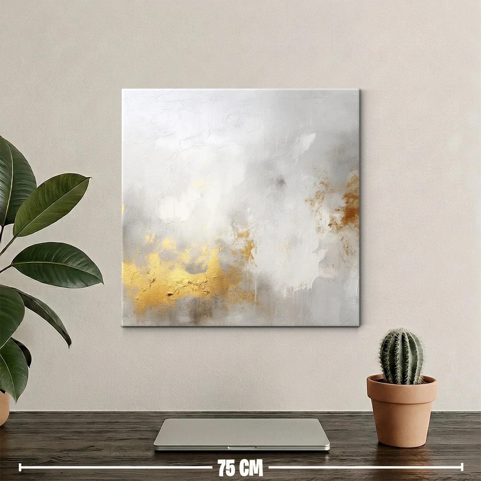 Cuadro abstracto elegante en tonos oro y neutros — miniatura 2