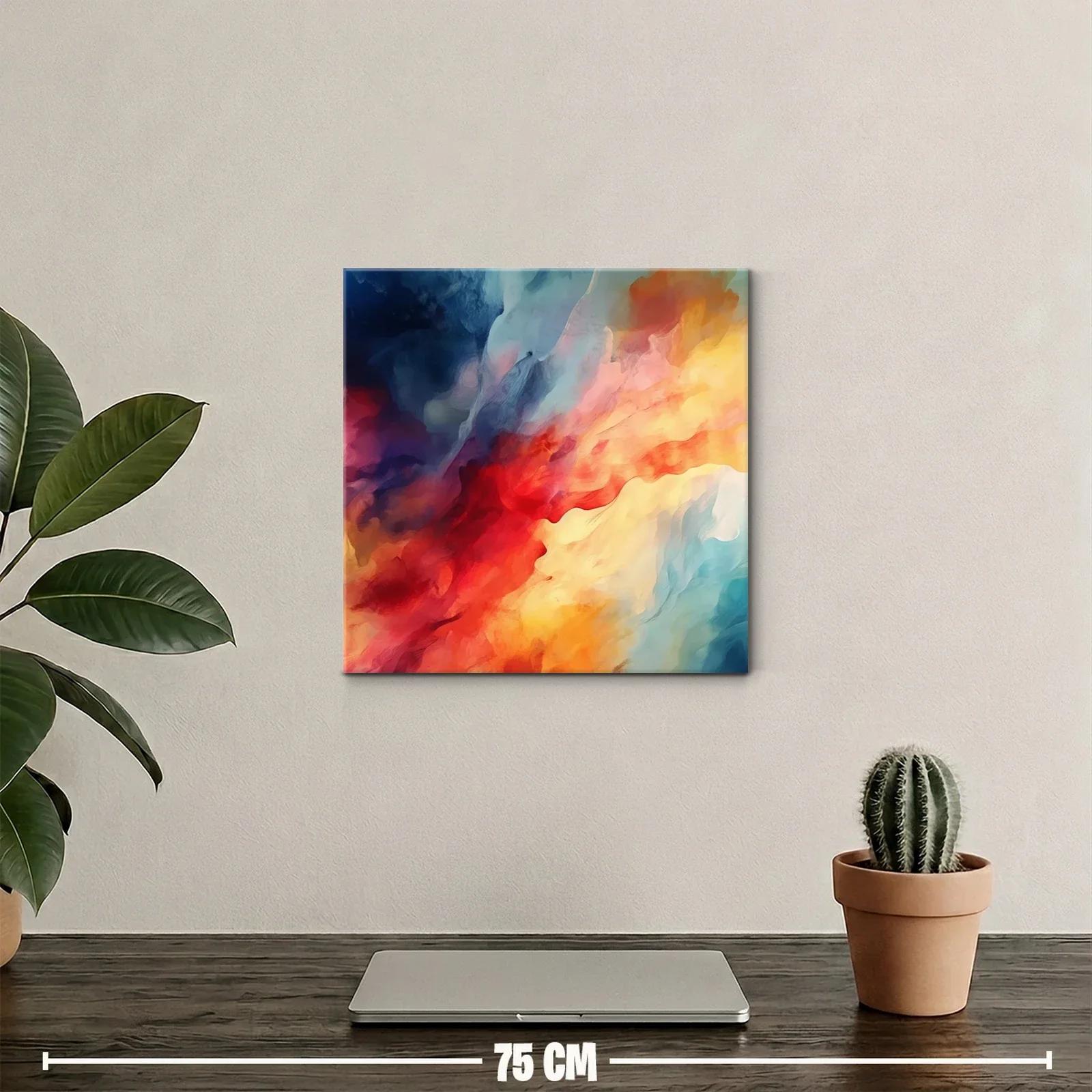 Cuadro abstracto con vibrantes tonos cálidos y fríos — miniatura 2