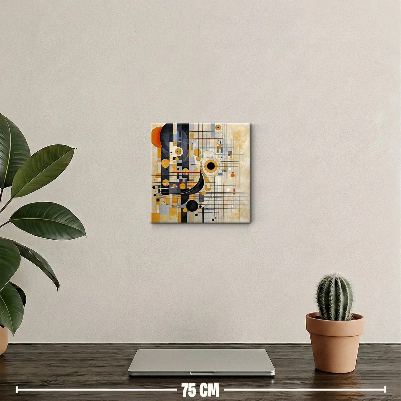 Cuadro con formas geométricas oro gris y negro moderno — miniatura 2