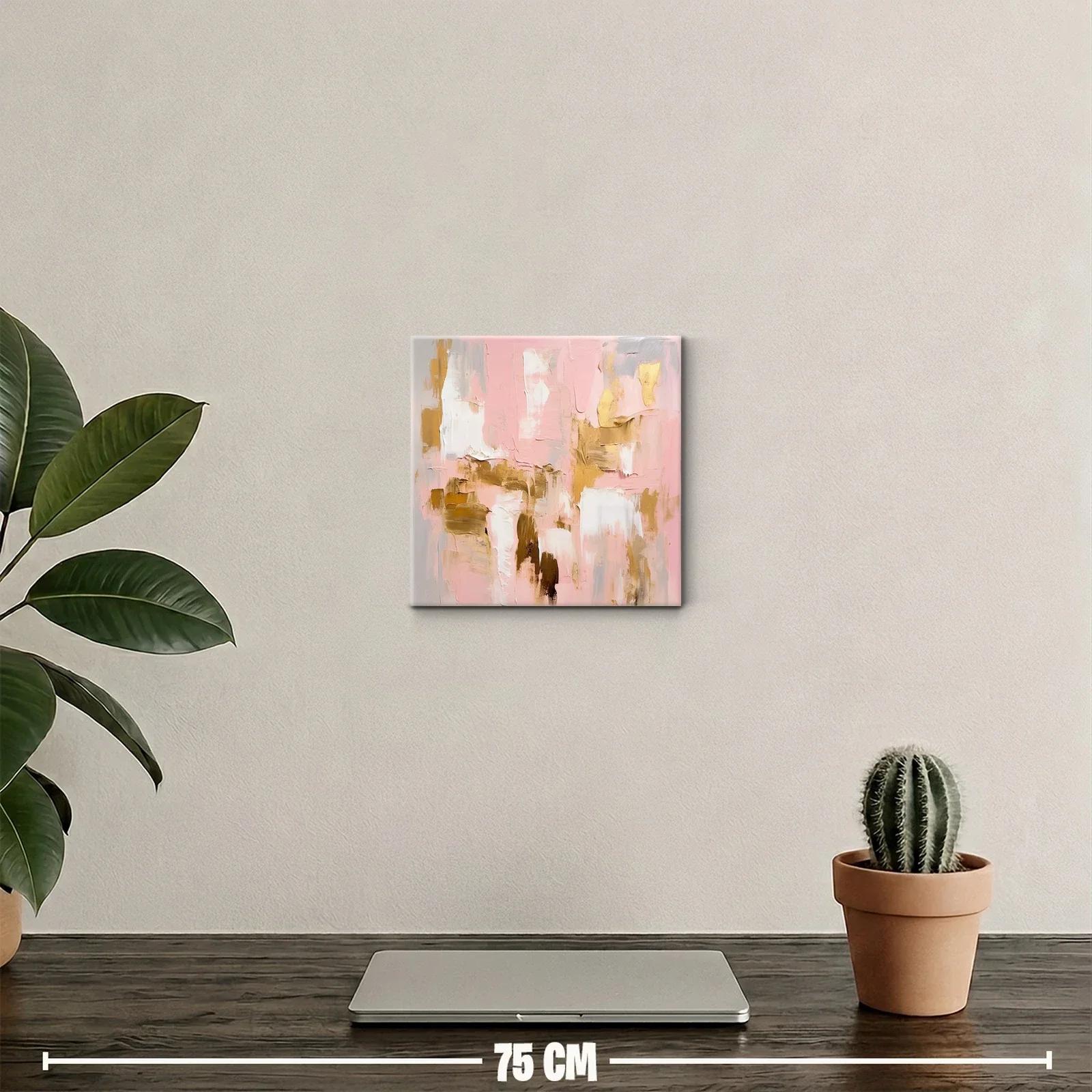 Arte abstracto en tonos rosa y dorado para un ambiente elegante — miniatura 2