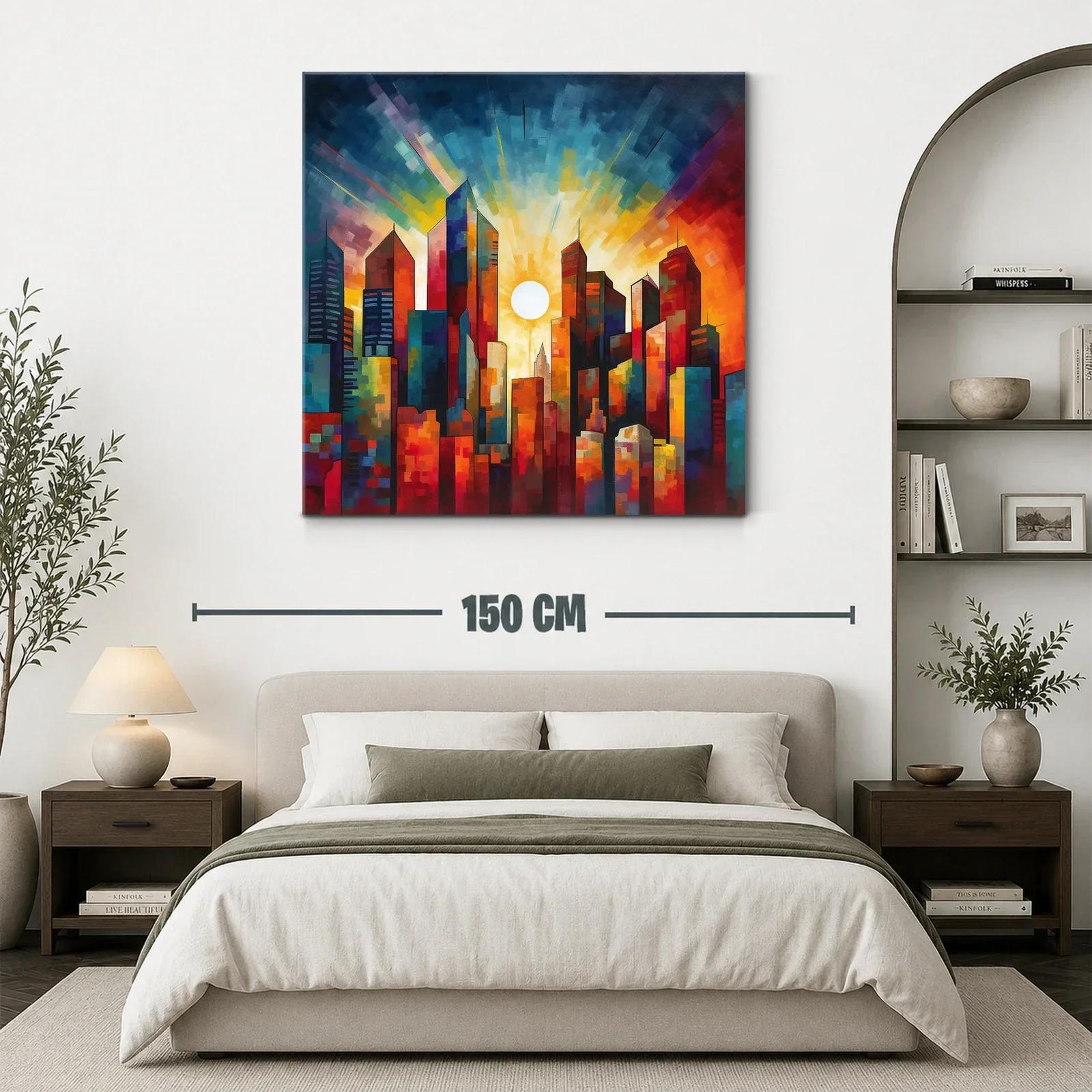 Atardecer vibrante sobre la ciudad iluminada — miniatura 3