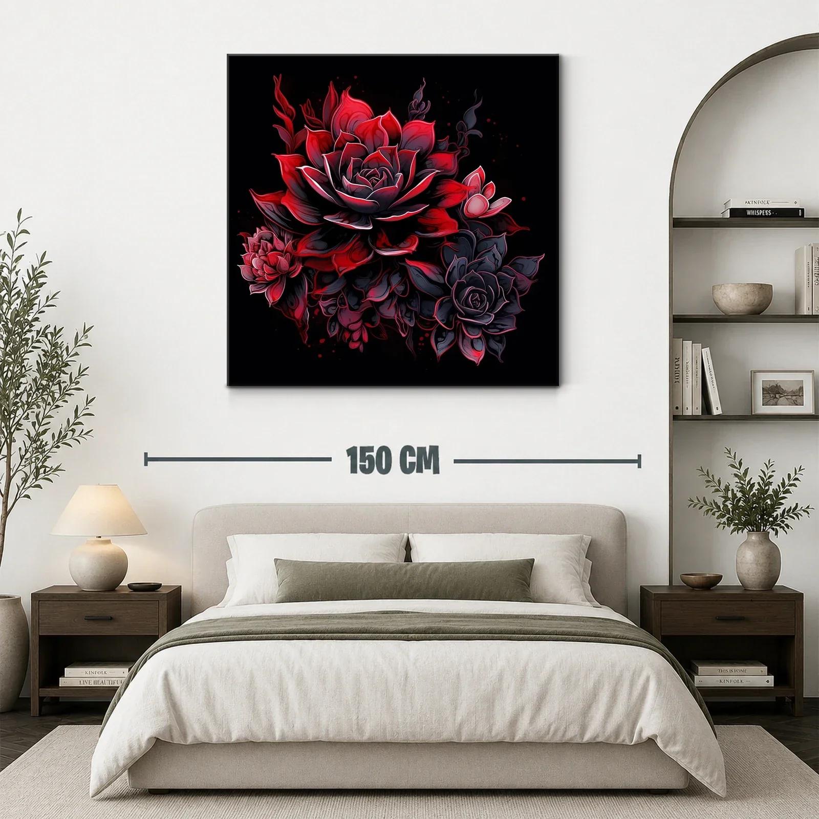 Ramo de flores vibrantes en tonos rojos y negros — miniatura 3