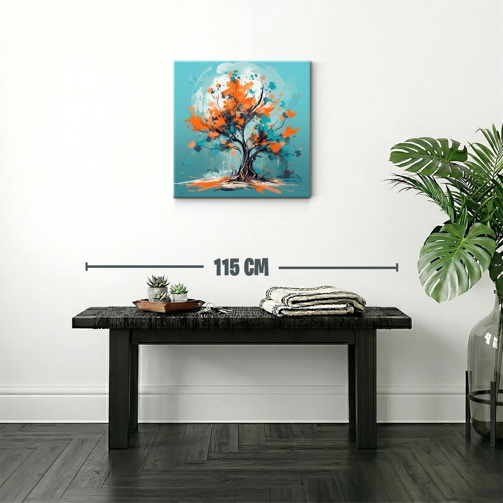Árbol vibrante con tonos naranjas y turquesas — miniatura 2
