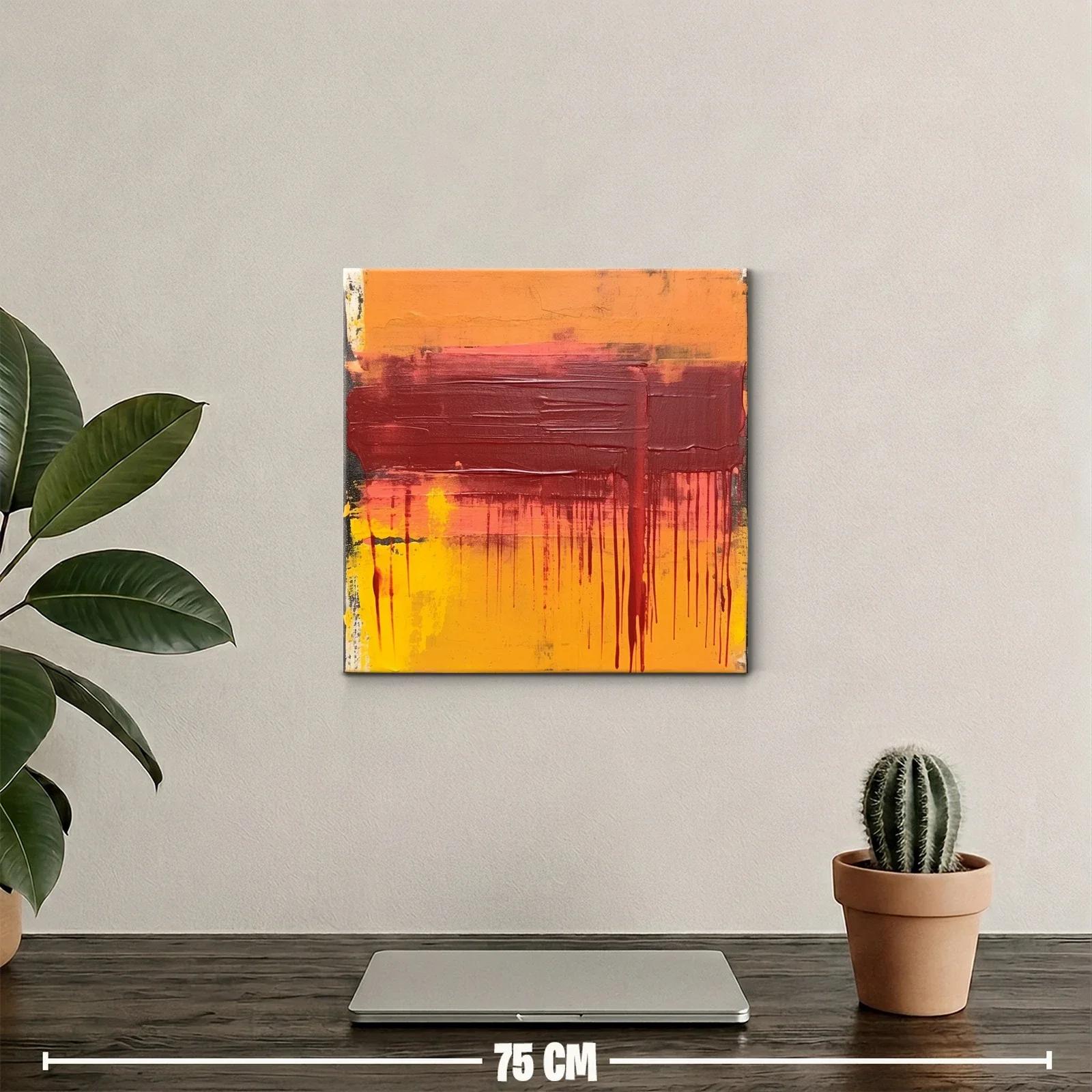 Cuadro Abstracto con Tonos Cálidos y Texturas Dinámicas — miniatura 2