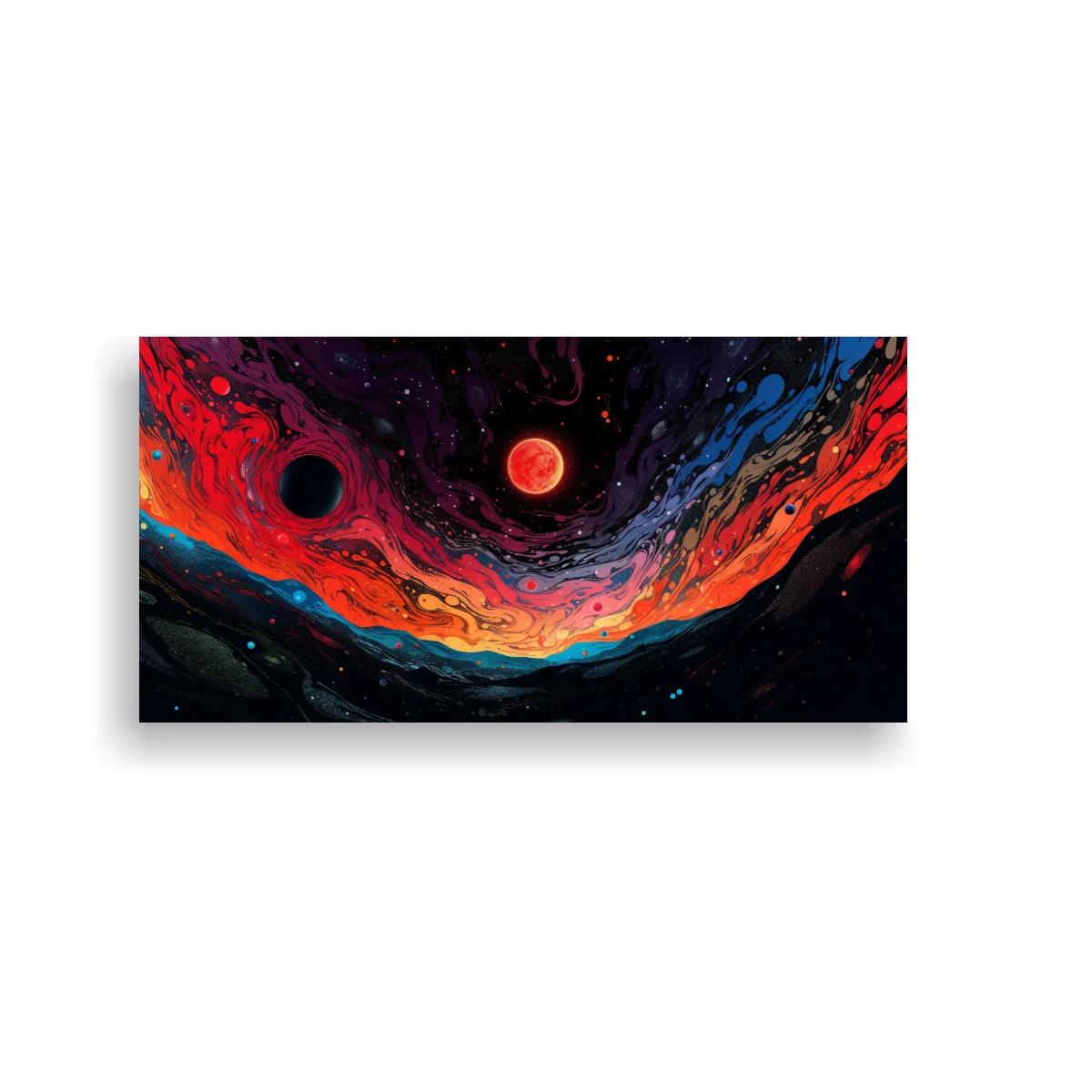 Cuadro paisaje cósmico abstracto con franja luminosa — imagen principal