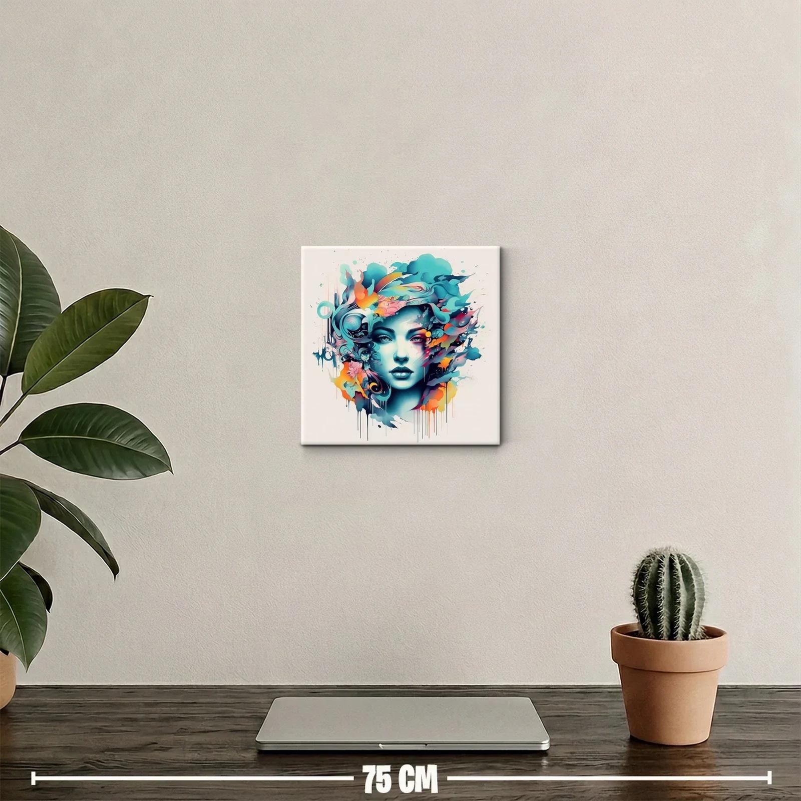Rostro femenino con expresiones de color y movimiento — miniatura 2