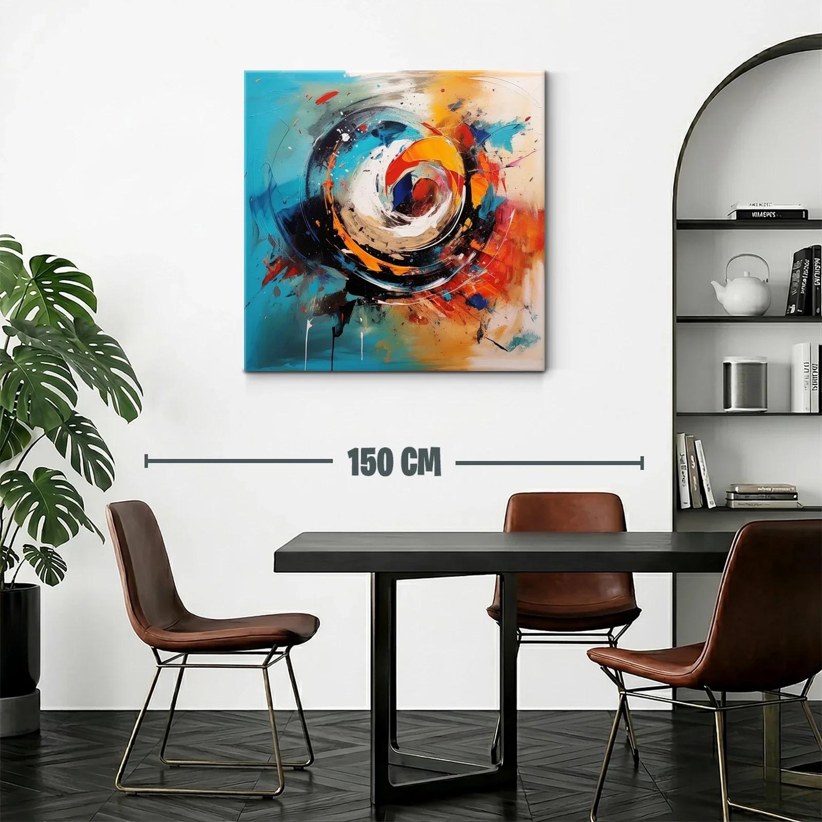 Cuadro abstracto con remolinos en tonos vibrantes y cálidos — miniatura 2