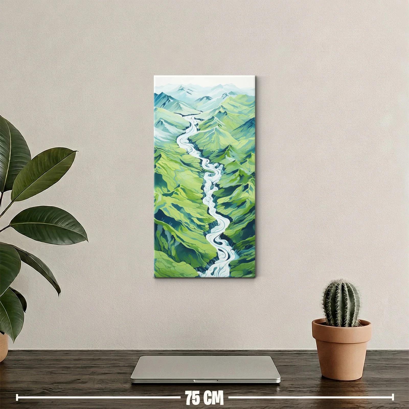 Cuadro río serpenteante entre montañas verdes — miniatura 2