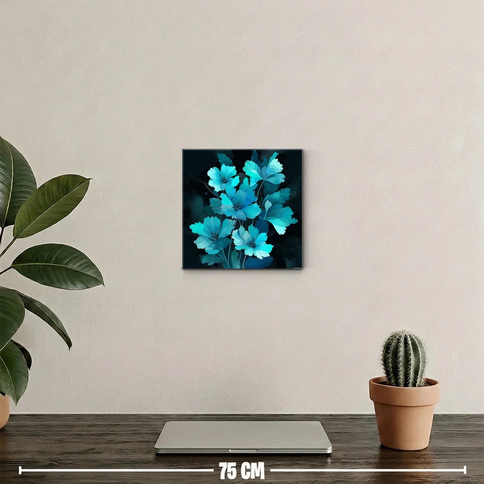 Flores en tonos azules vibrantes con fondo oscuro — miniatura 2