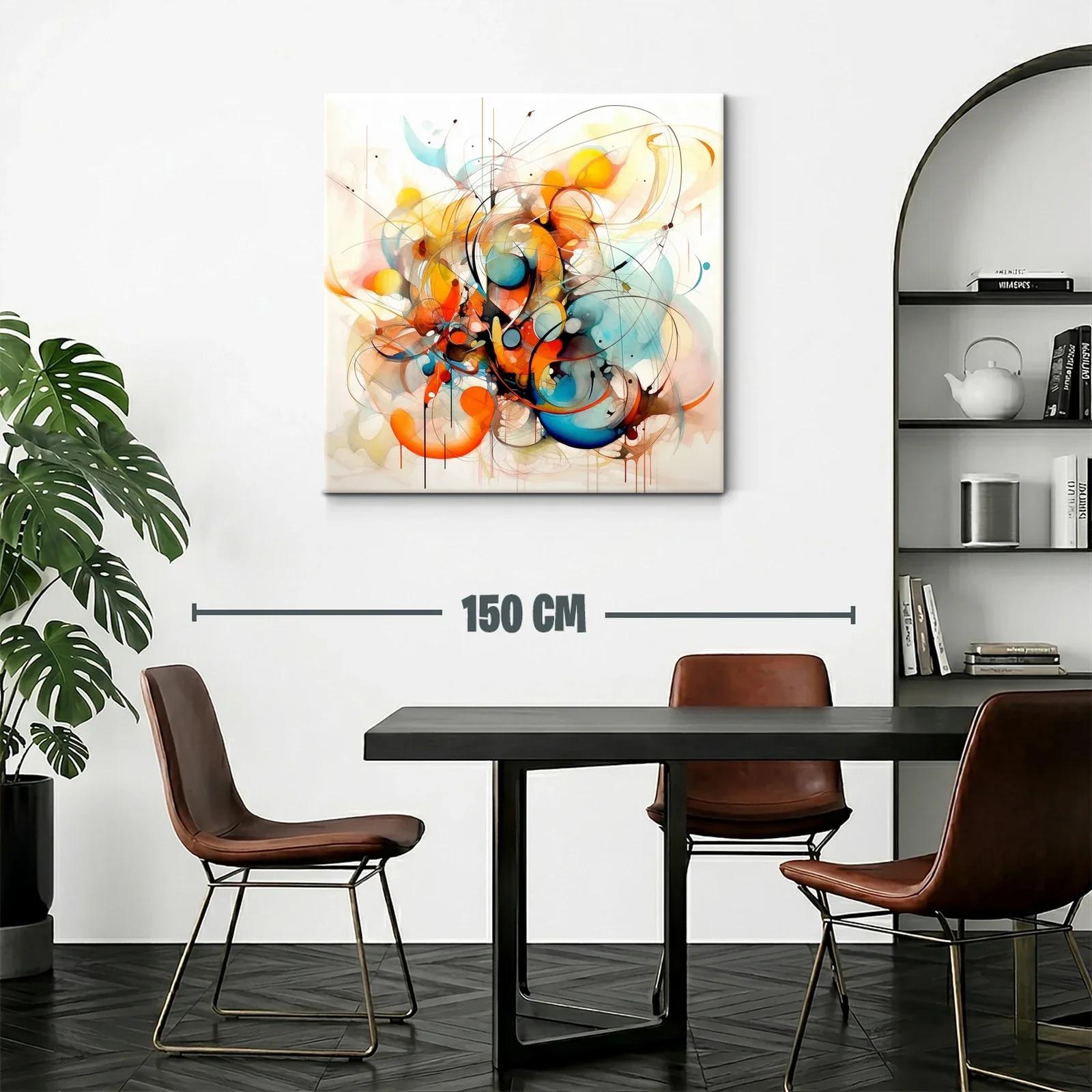 Cuadro abstracto en tonos cálidos y fríos vibrantes — miniatura 2