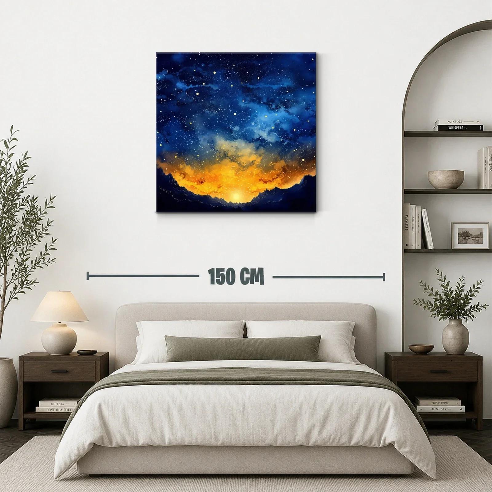 Paisaje Cósmico con Cielo Estrellado y Amanecer Dorado — miniatura 3