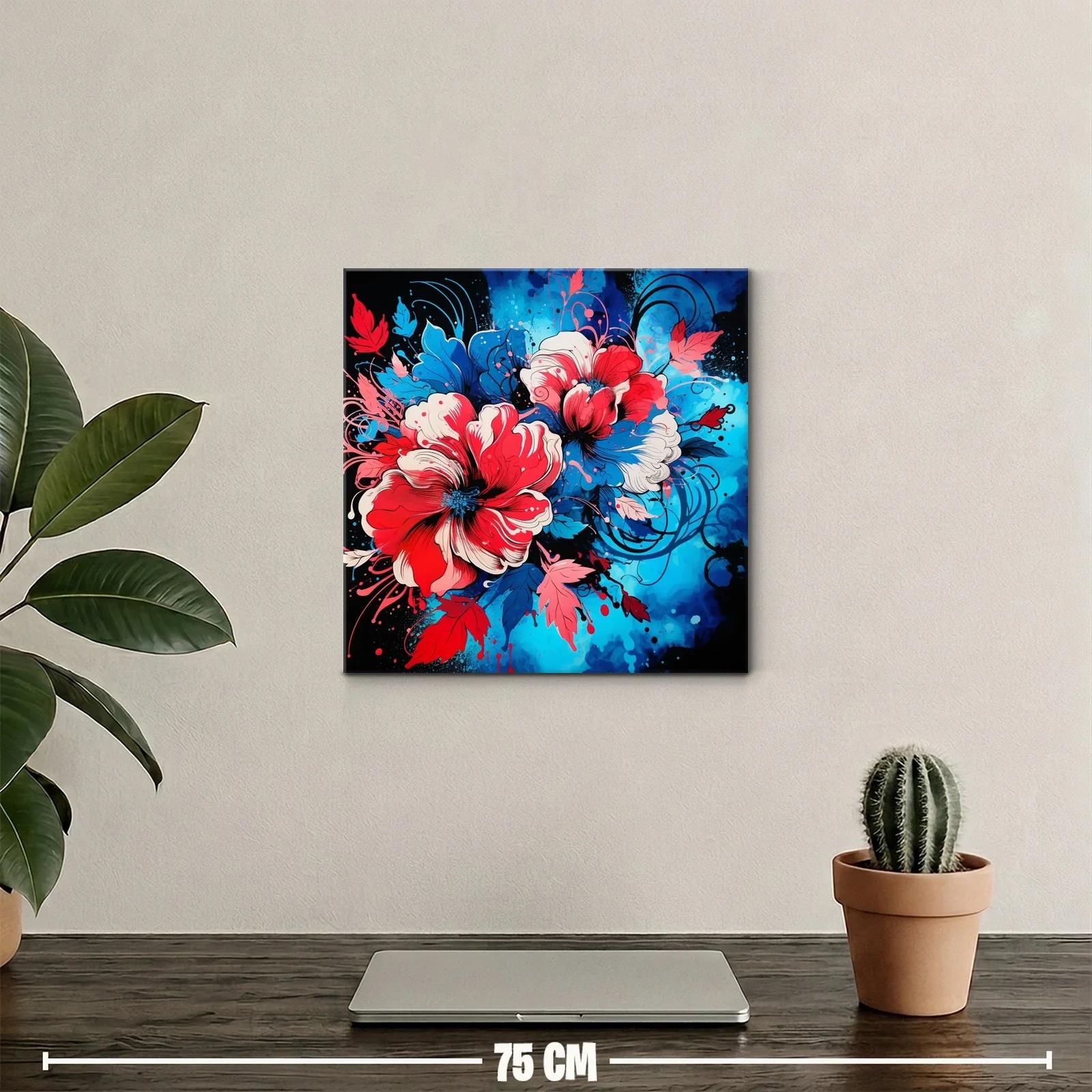 Floración vibrante en tonos rojos y azules contrastantes — miniatura 2