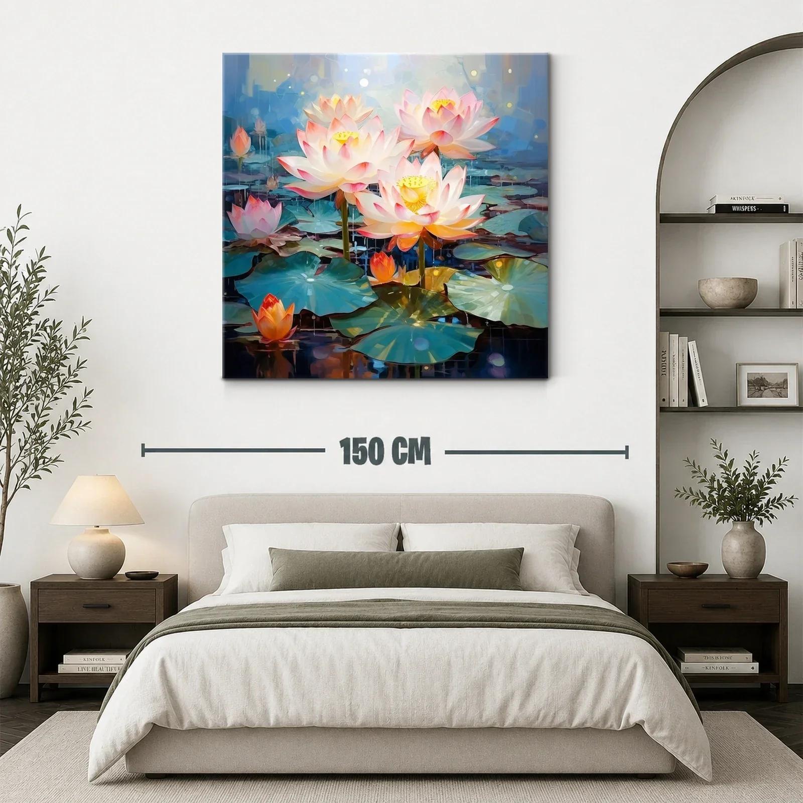 Flor de loto iluminada en estanque azul sereno — miniatura 3