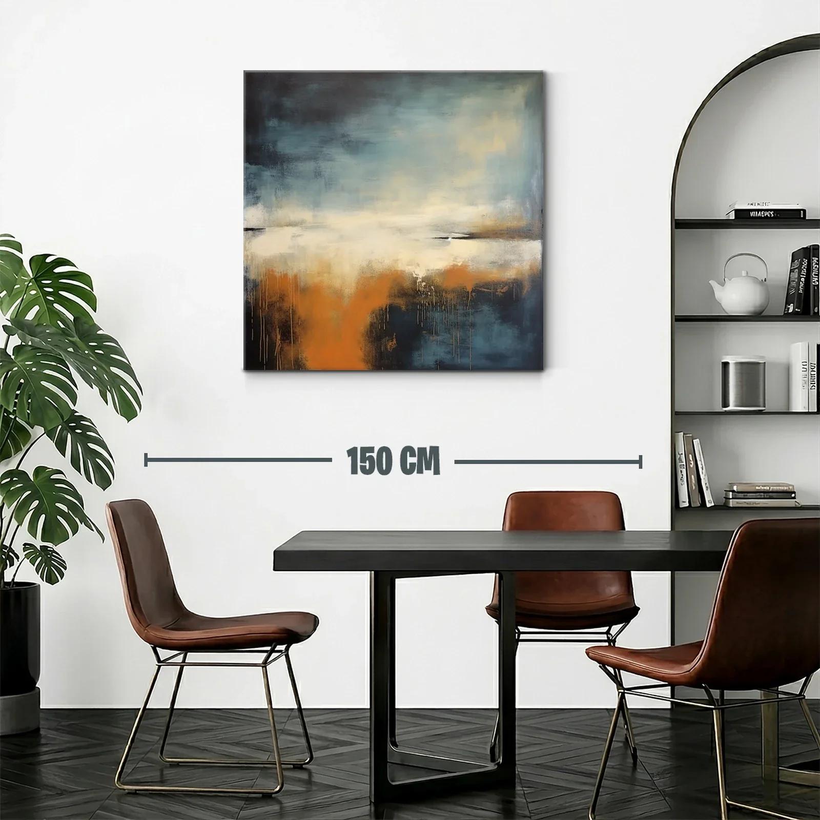 Cuadro abstracto con tonos cálidos y fríos en armonía — miniatura 2