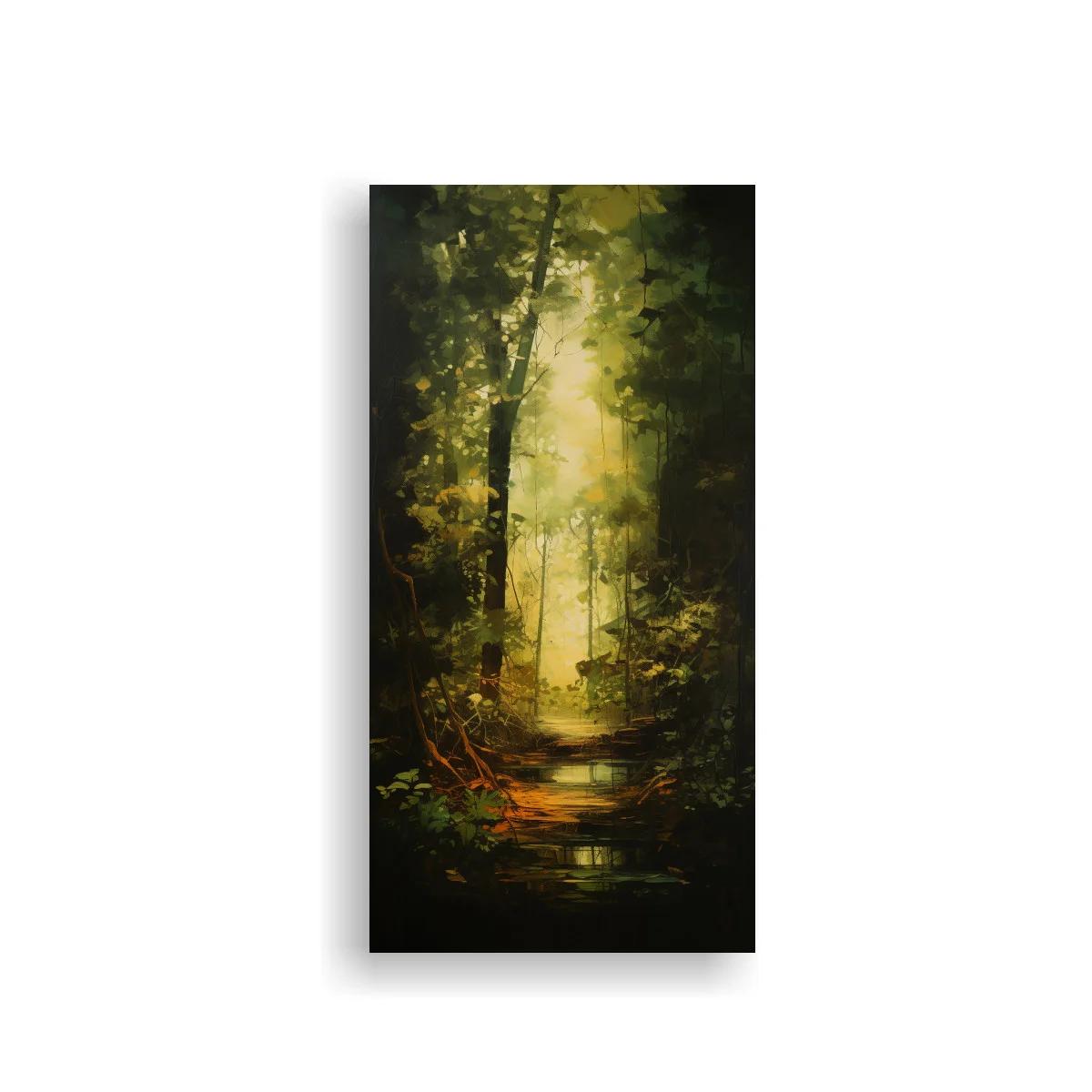 Cuadro sendero en el bosque con luz dorada — imagen principal