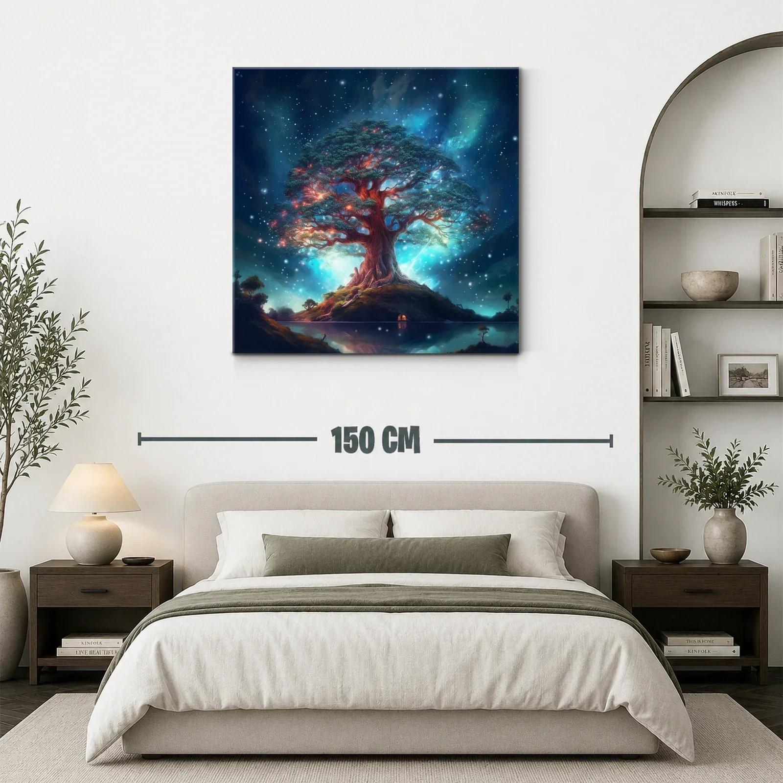 Árbol mágico iluminado bajo un cielo estrellado de fantasía — miniatura 3