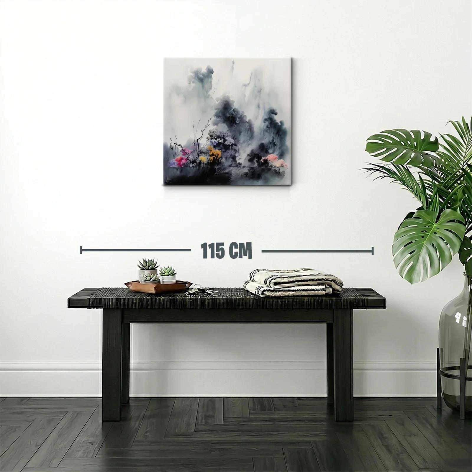 Paisaje Abstracto con Flores y Nubes en Tonos Suaves — miniatura 2