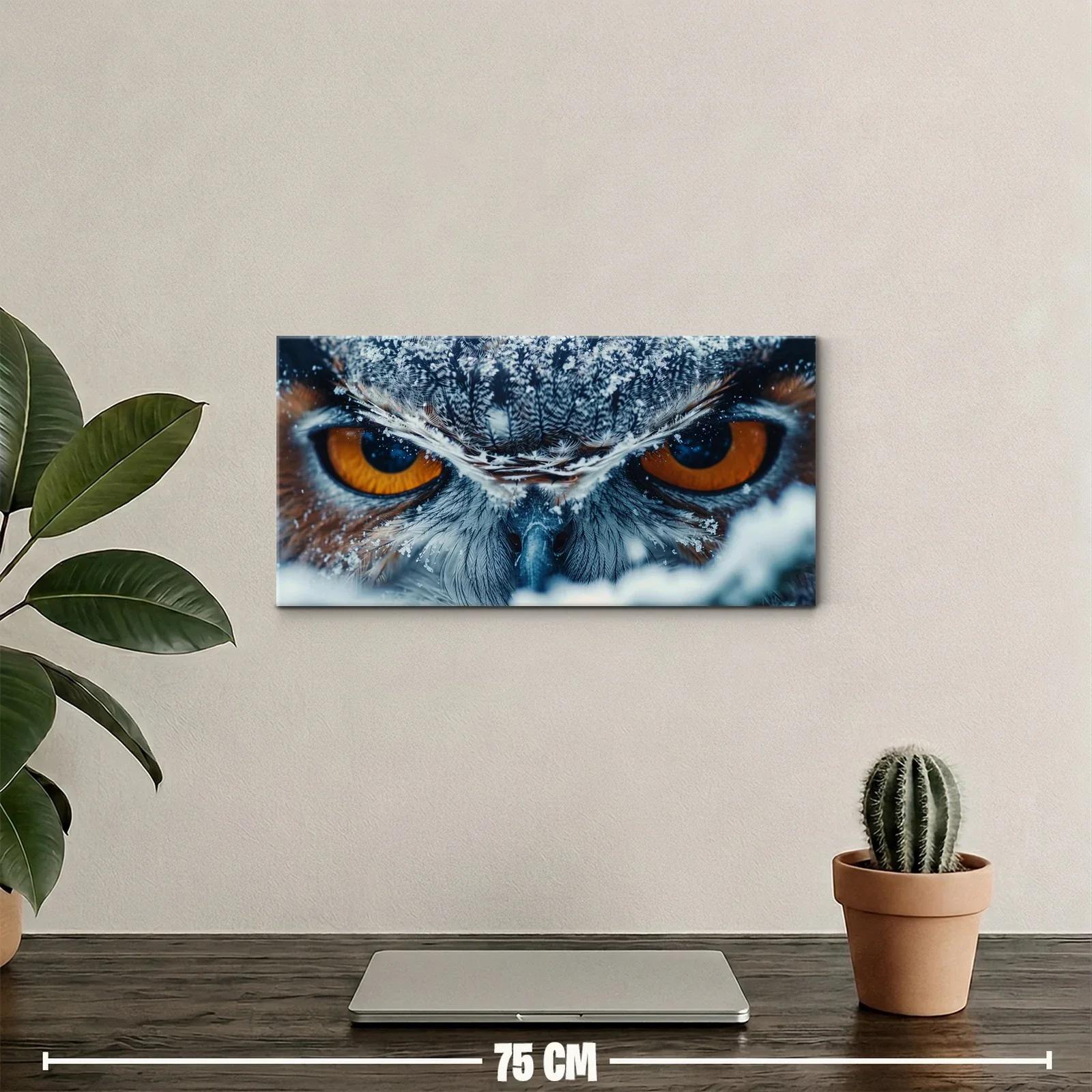 Cuadro de búho nival con mirada frontal intensa — miniatura 2