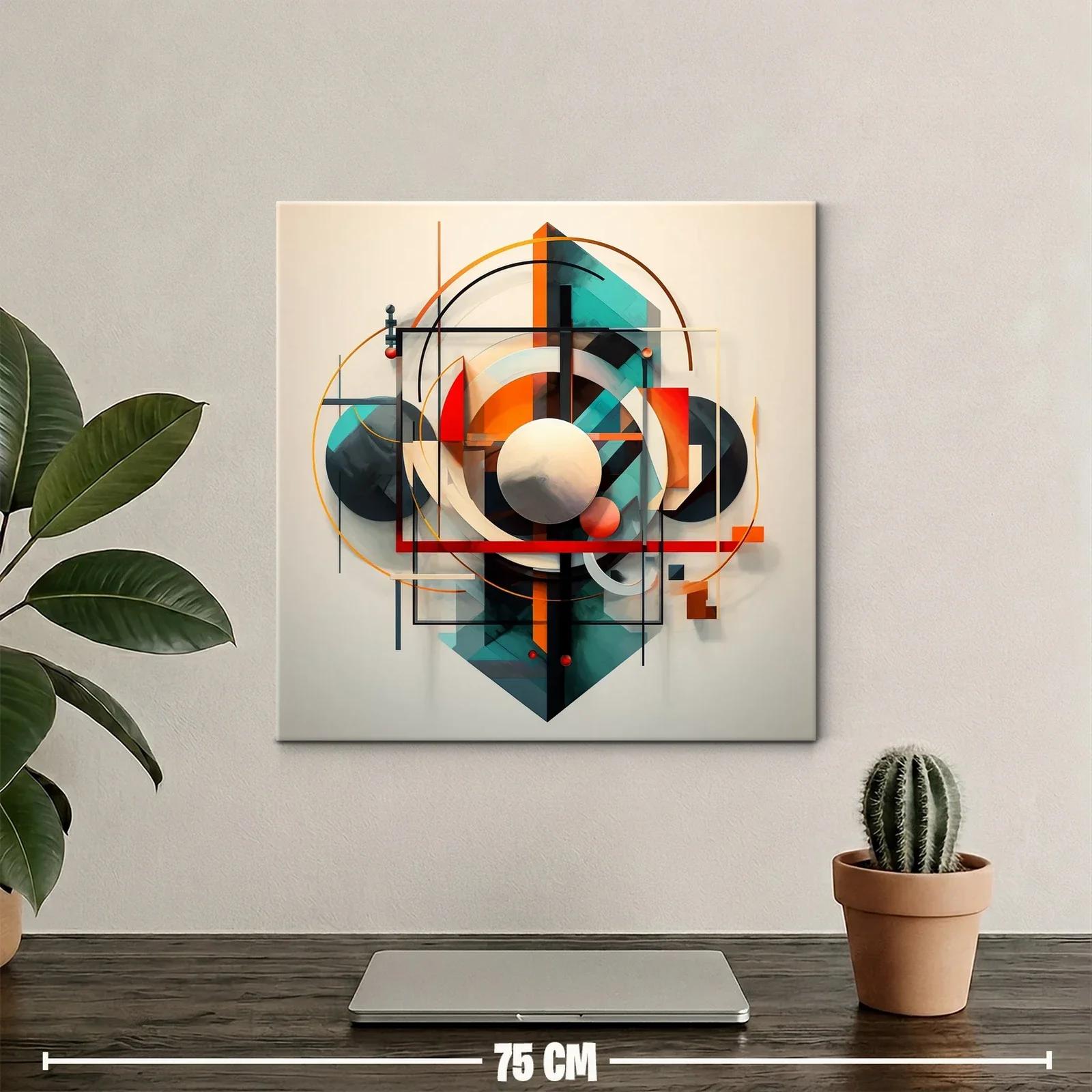 Composición Abstracta Geométrica en Tonos Cálidos y Fríos — miniatura 2