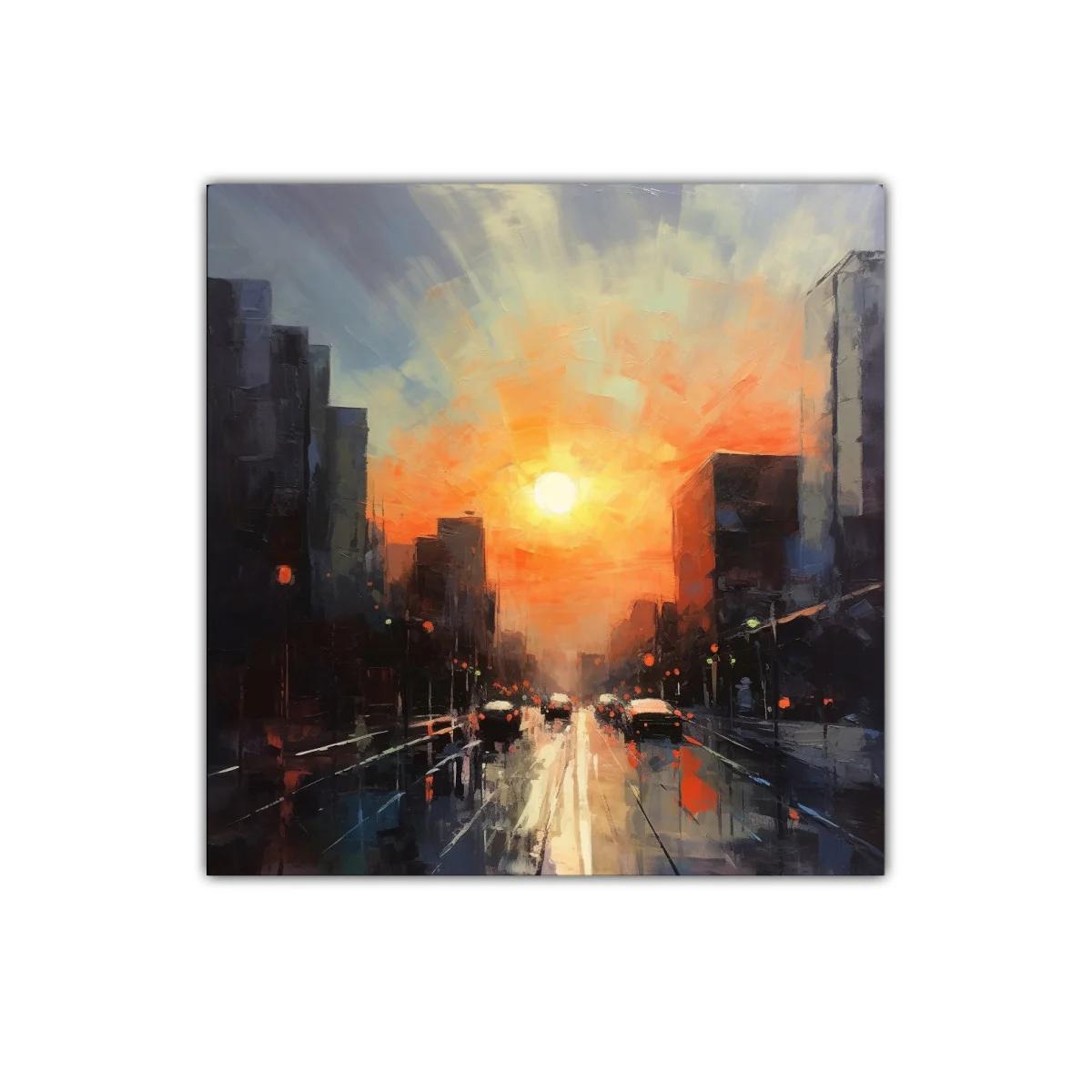 Atardecer vibrante en ciudad urbana al anochecer — miniatura 1