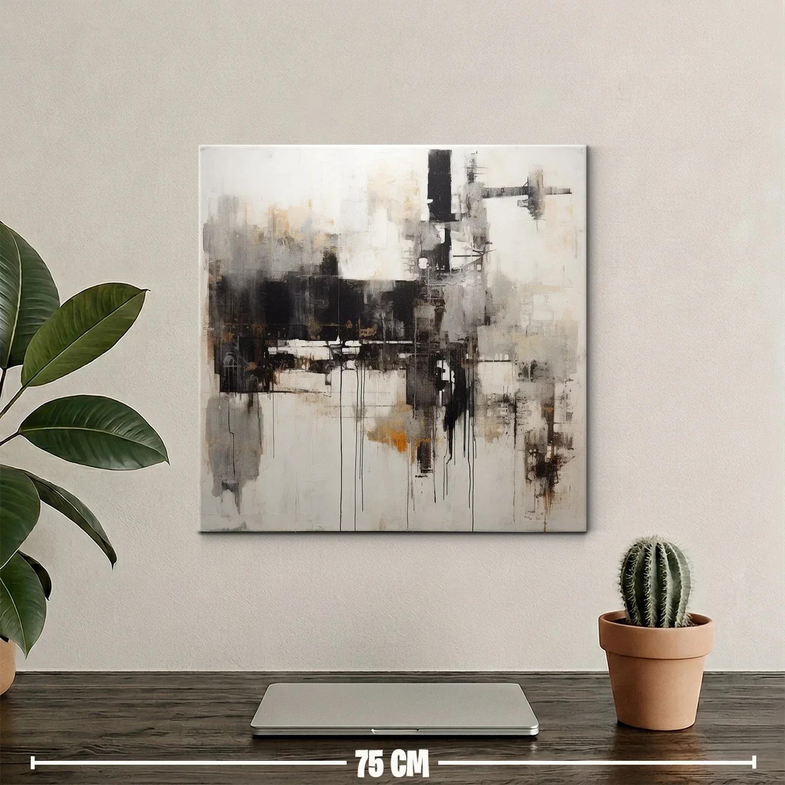Cuadro abstracto con contrastes y texturas industriales — miniatura 2