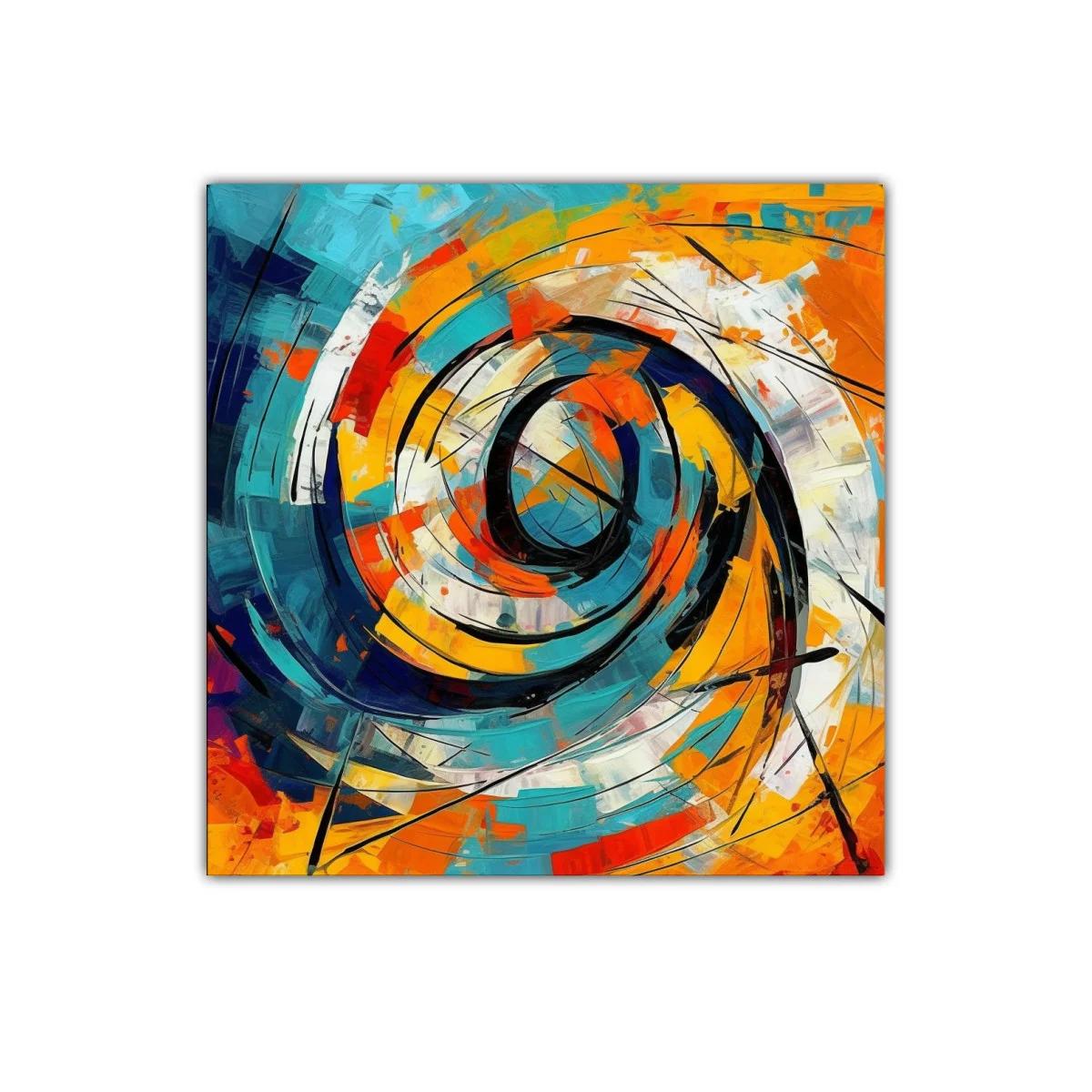 Cuadro abstracto con espiral dinámico y tonos vibrantes — miniatura 1