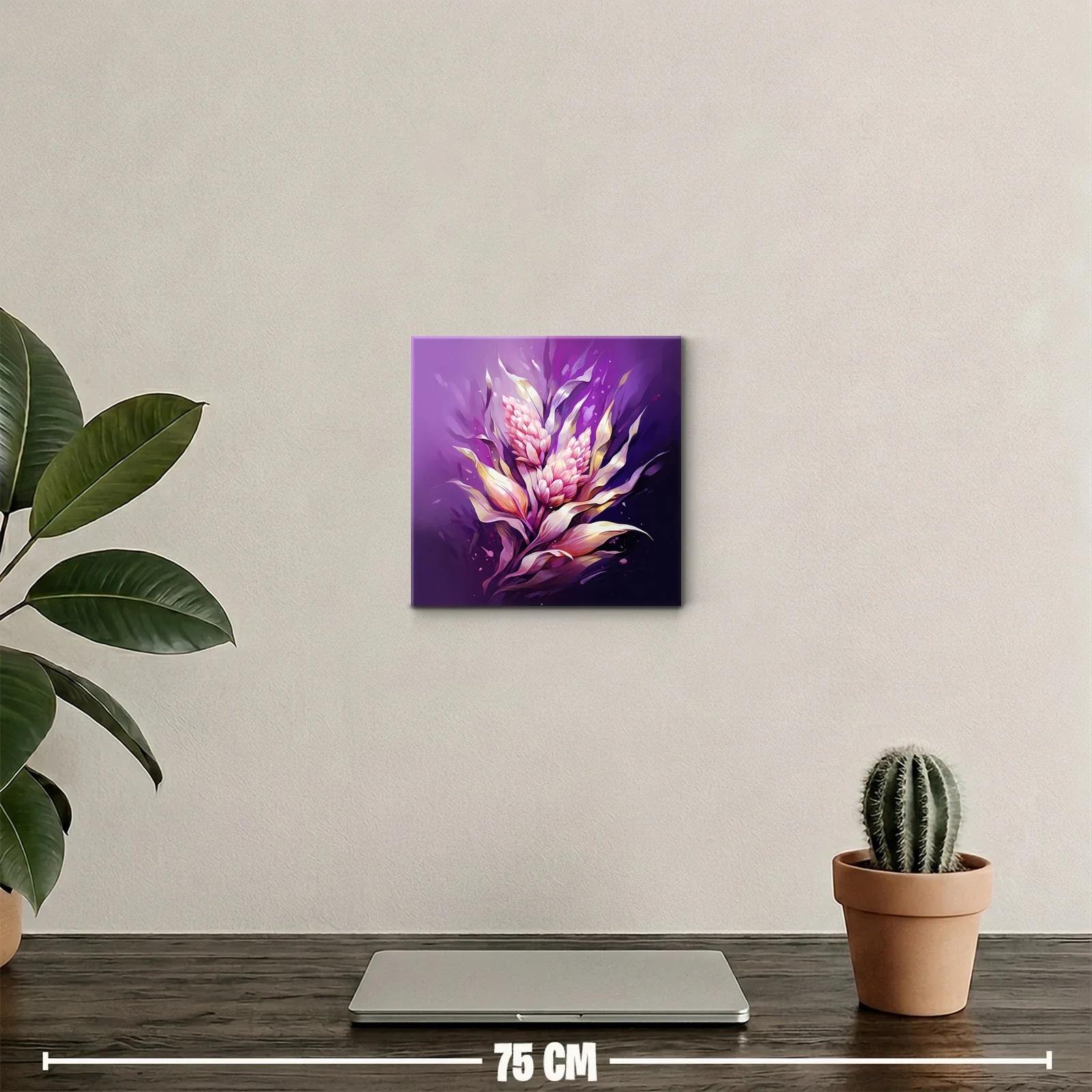 Cuadro floral abstracto en tonos morados y durazno — miniatura 2