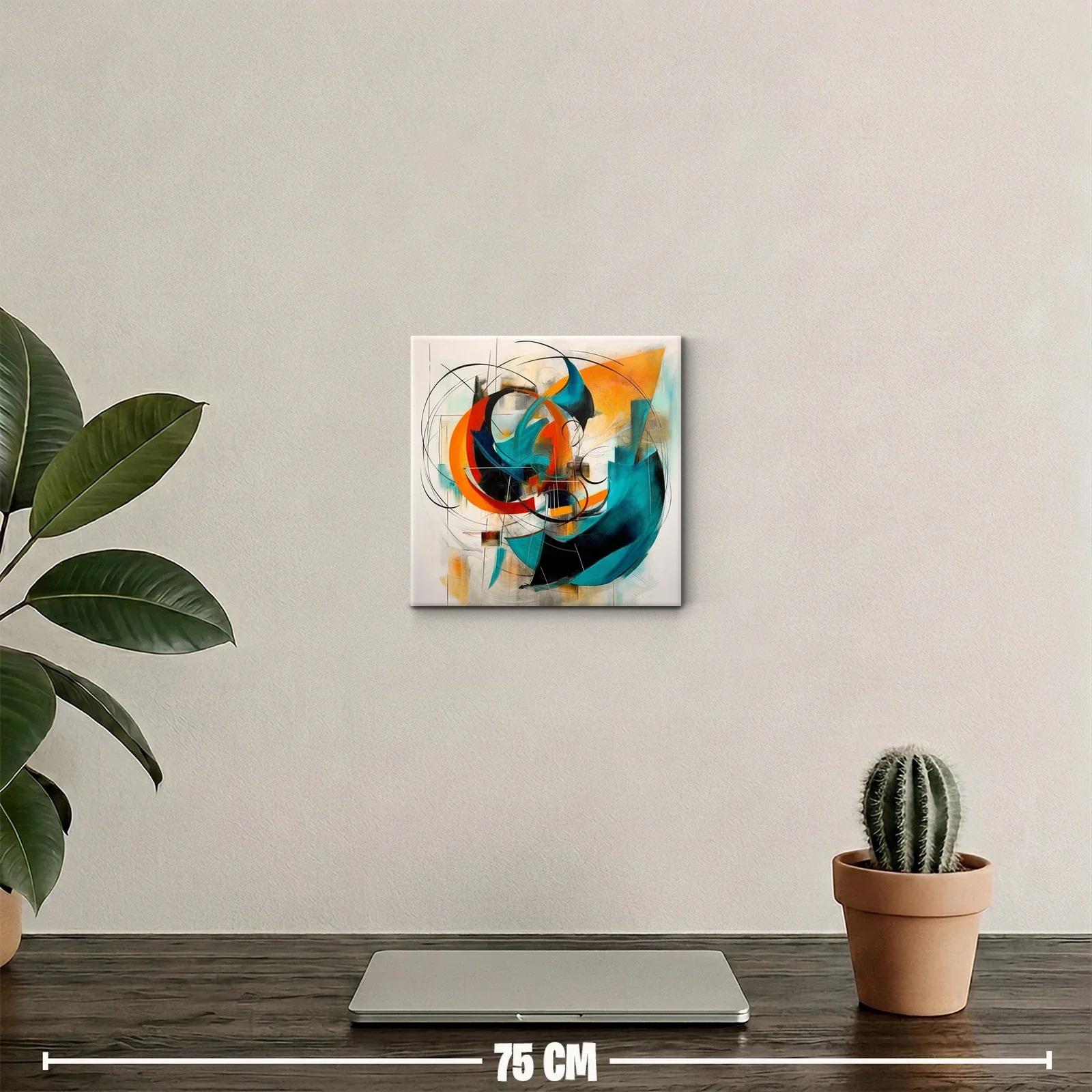 Cuadro abstracto con formas dinámicas en tonos vibrantes — miniatura 2