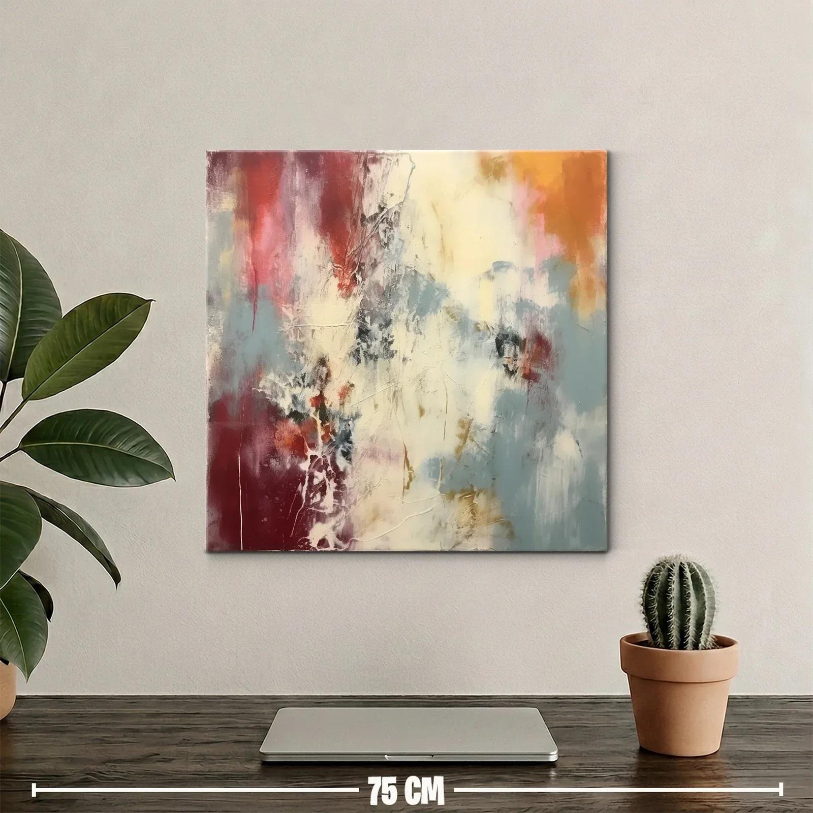 Cuadro abstracto con tonos cálidos y fríos en armonía — miniatura 2