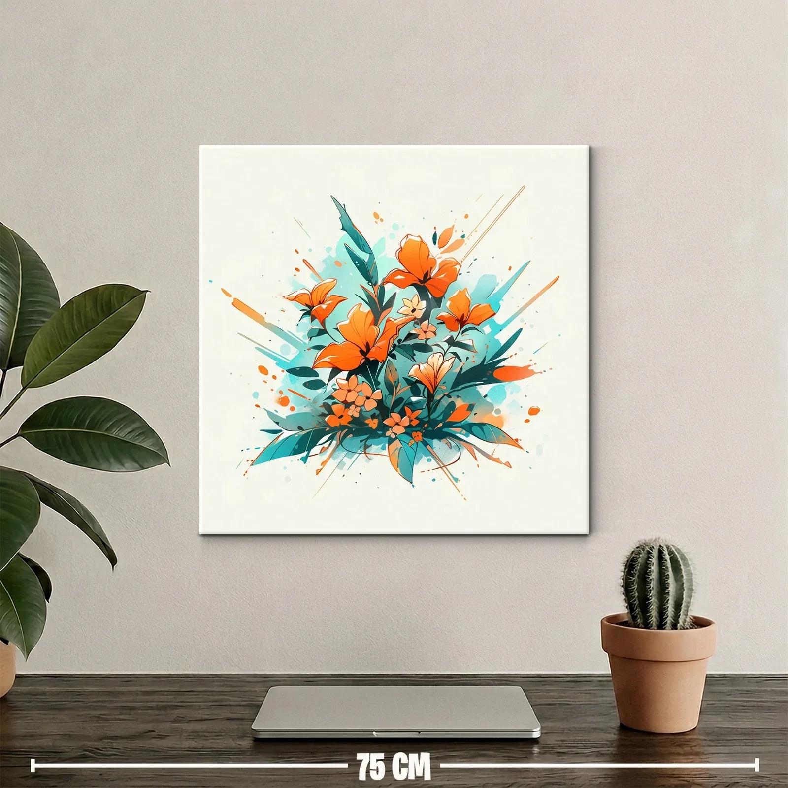 Composición vibrante de flores en tonos naranjas y verdes — miniatura 2