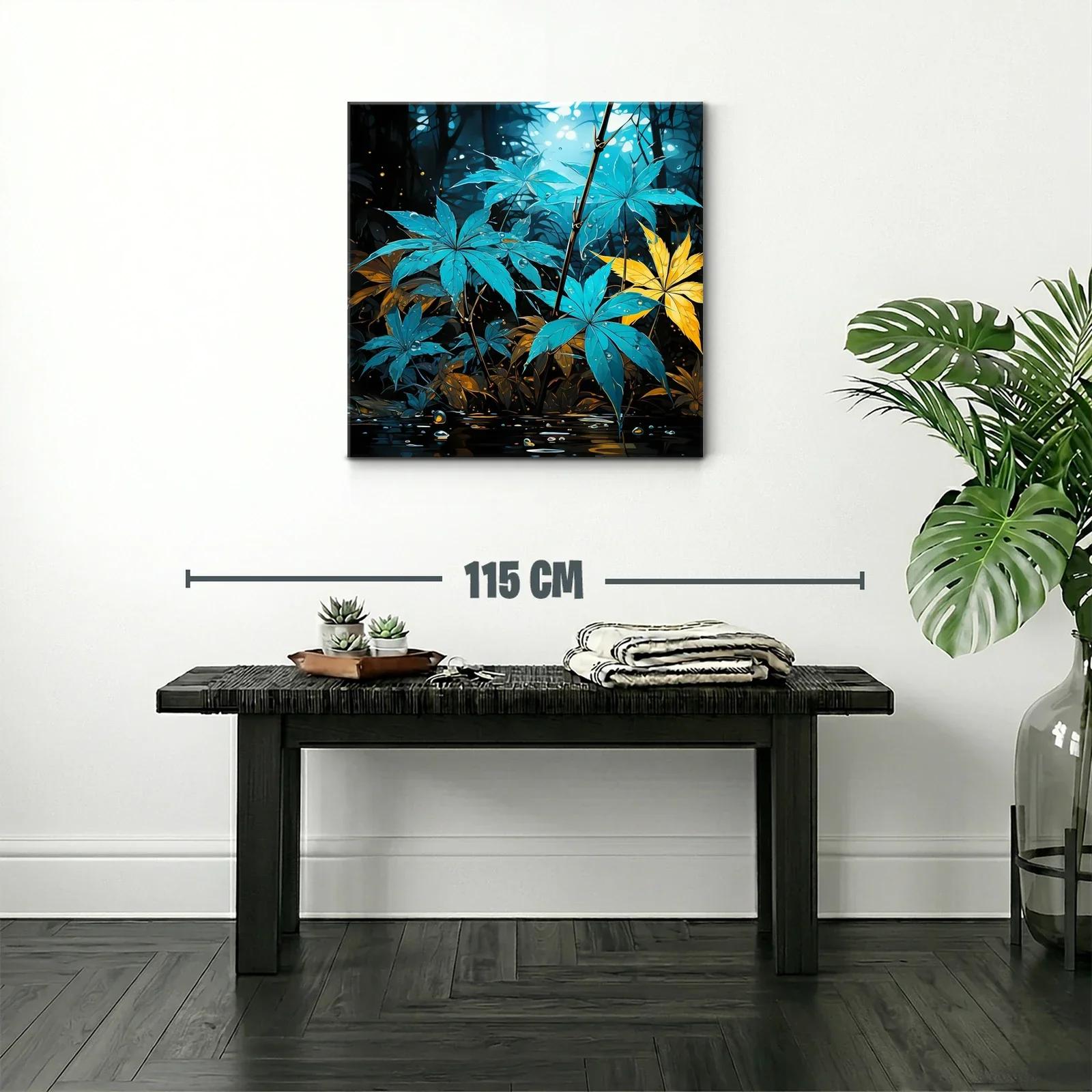 Hojas vibrantes entre luces y naturaleza azul y amarilla — miniatura 2