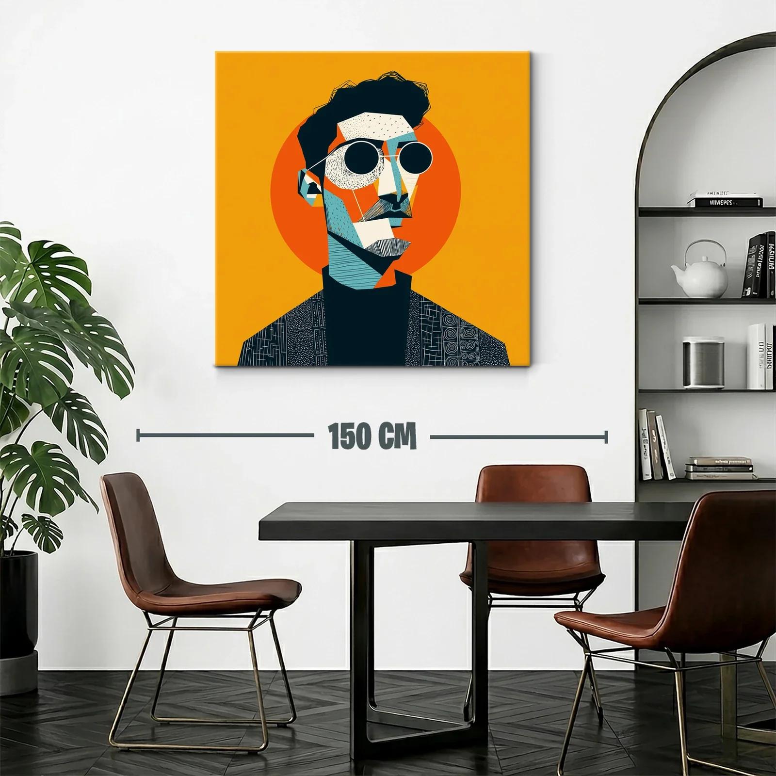 Retrato contemporáneo con toques geométricos y vibrantes — miniatura 2