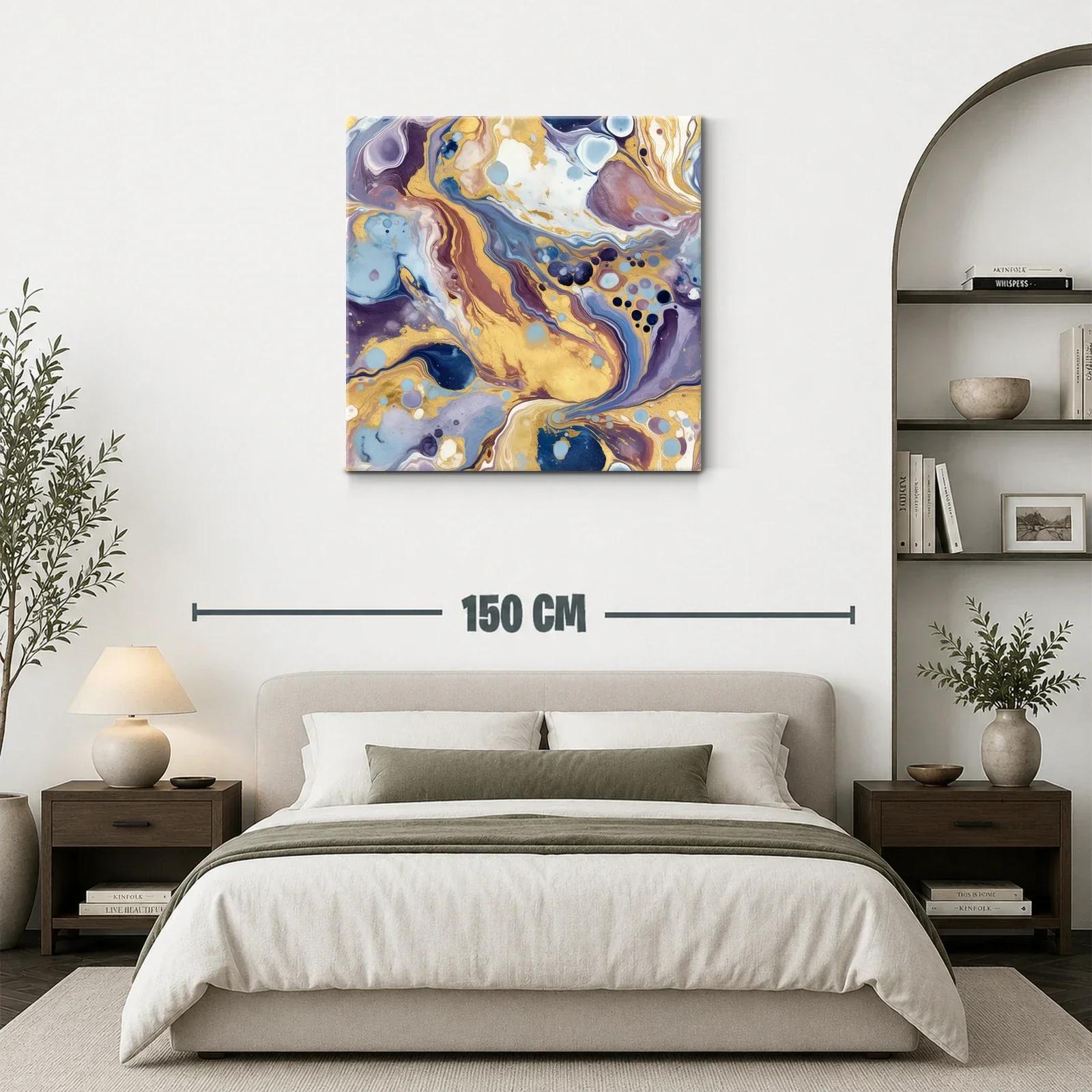 Cuadro abstracto con destellos dorados y tonos suaves — miniatura 3