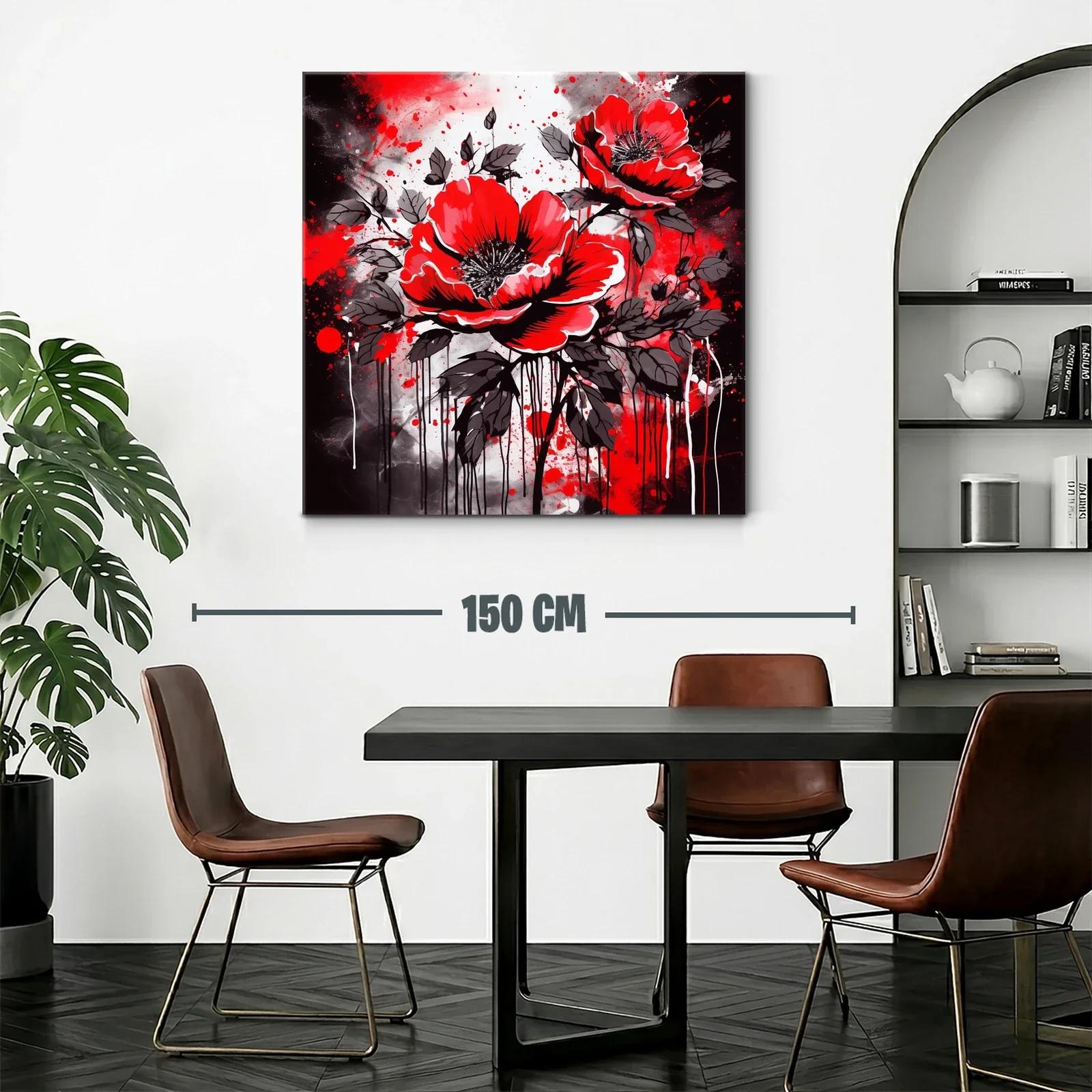 Cuadro floral con amapolas rojas y contraste oscuro — miniatura 2