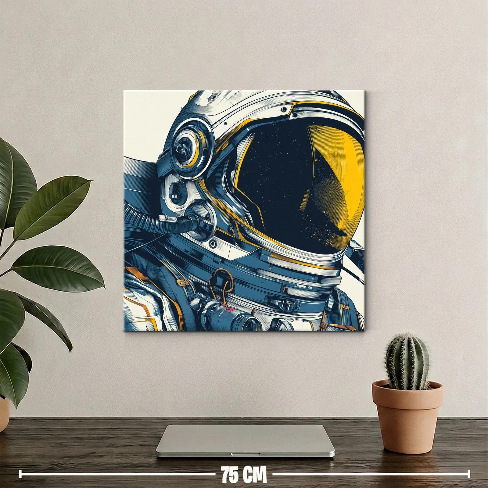 Cuadro astronauta futurista con detalles en azul y amarillo — miniatura 2