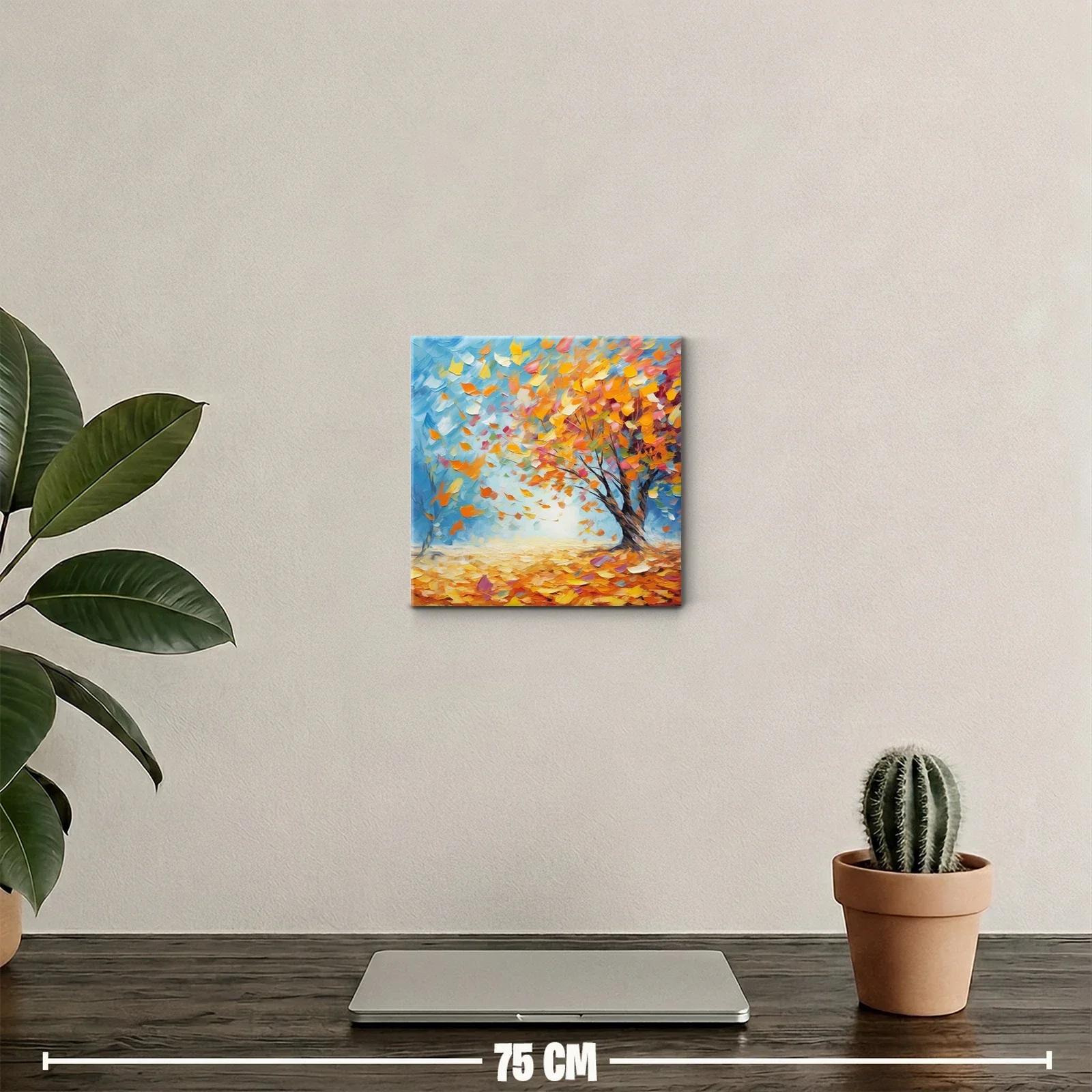 Cuadro vibrante con árbol y hojas otoñales en movimiento — miniatura 2