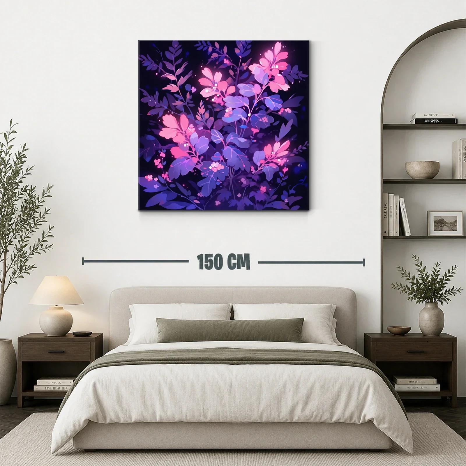 Cuadro de flores vibrantes en tonos púrpura y rosa — miniatura 3