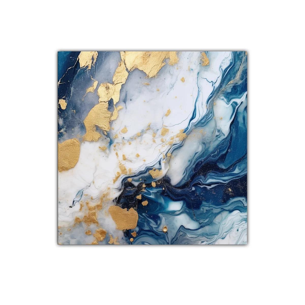 Cuadro decorativo con diseño abstracto en azul y dorado — miniatura 1