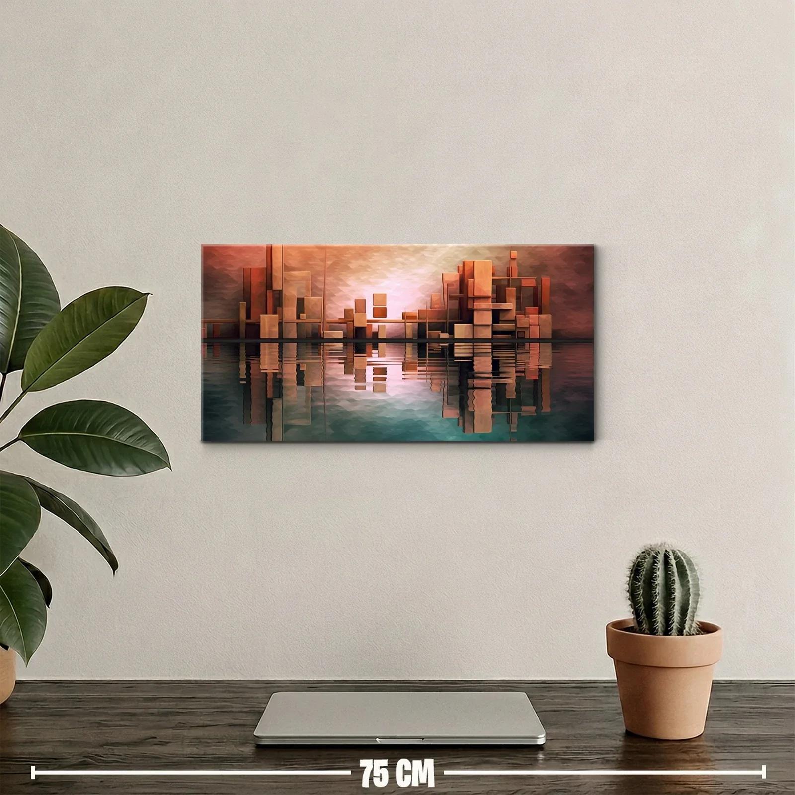 Cuadro skyline abstracto con reflejo especular — miniatura 2